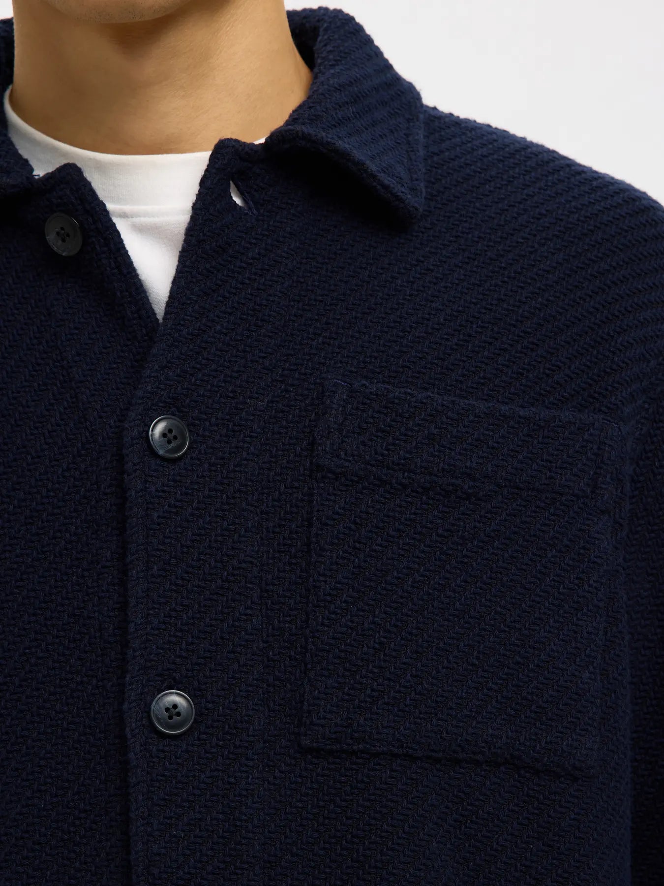 overshirt selected homme fred structure overshirt överskjorta sky captain navy blue blå