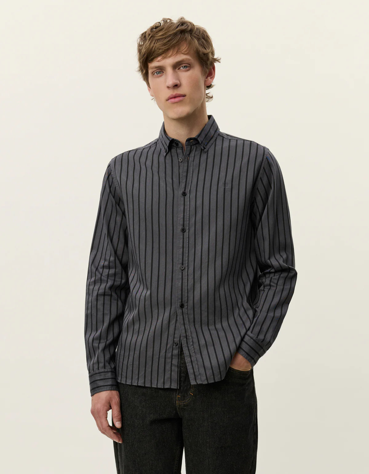 skjorta konrad les deux shirt randig button down krage bomull bröstficka gargoyle