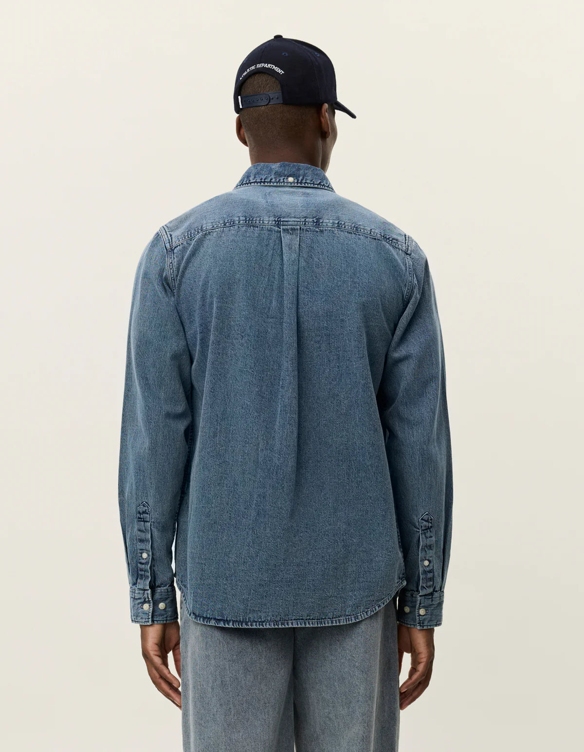 skjorta les deux jeans skjorta denim shirt konrad indigo button down bomull