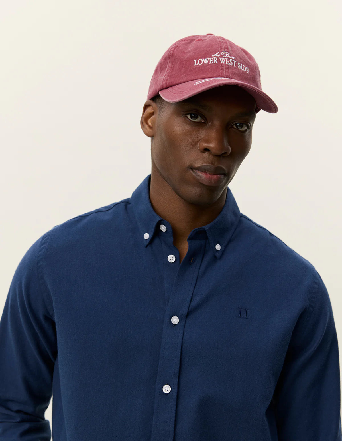 skjorta les deux dessert shirt button down bomull dark navy blue blå shirts