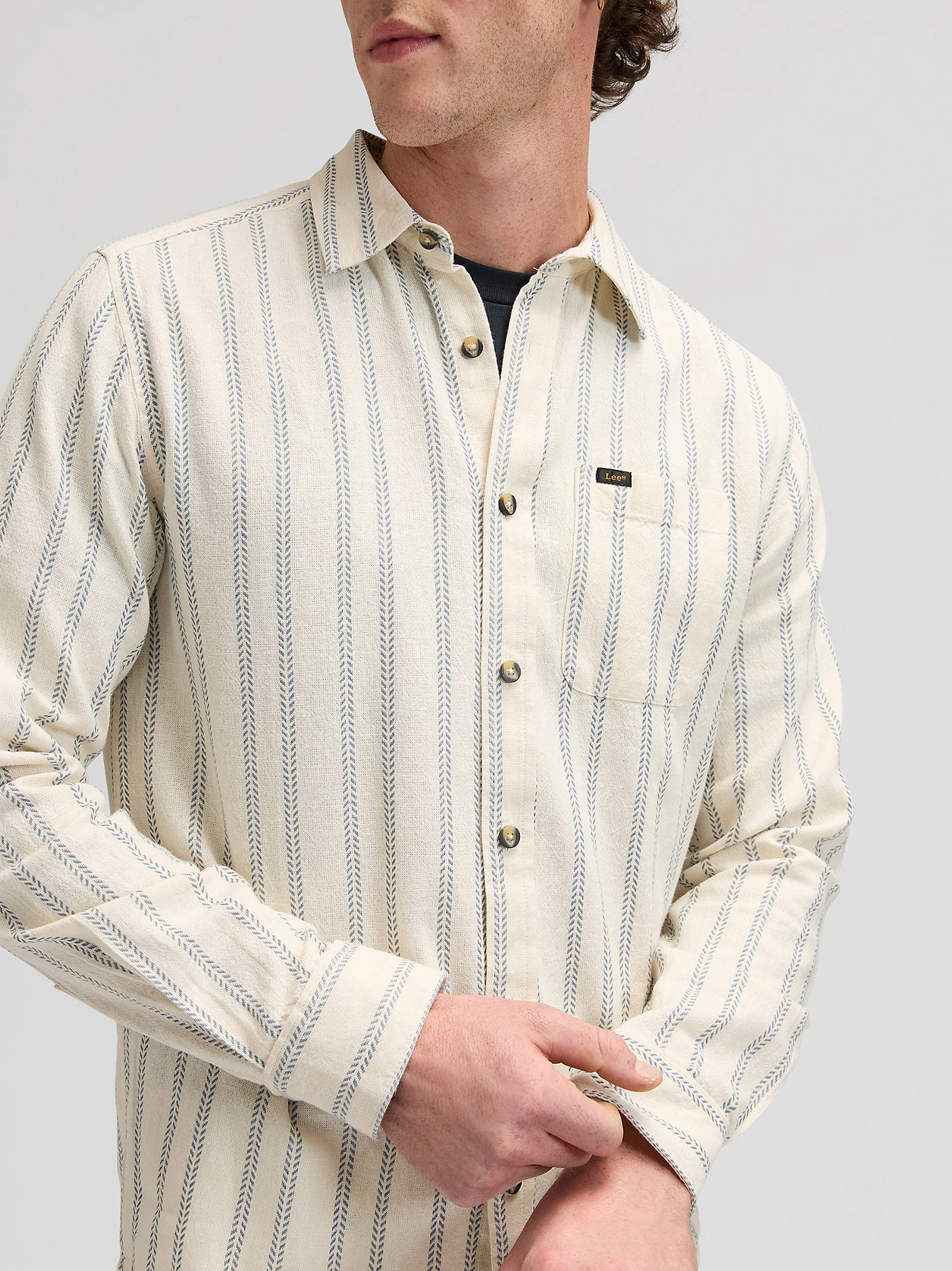 skjorta shirt lee leejeans regular leesure shirt dustier blue stripe randig white blue vit blå