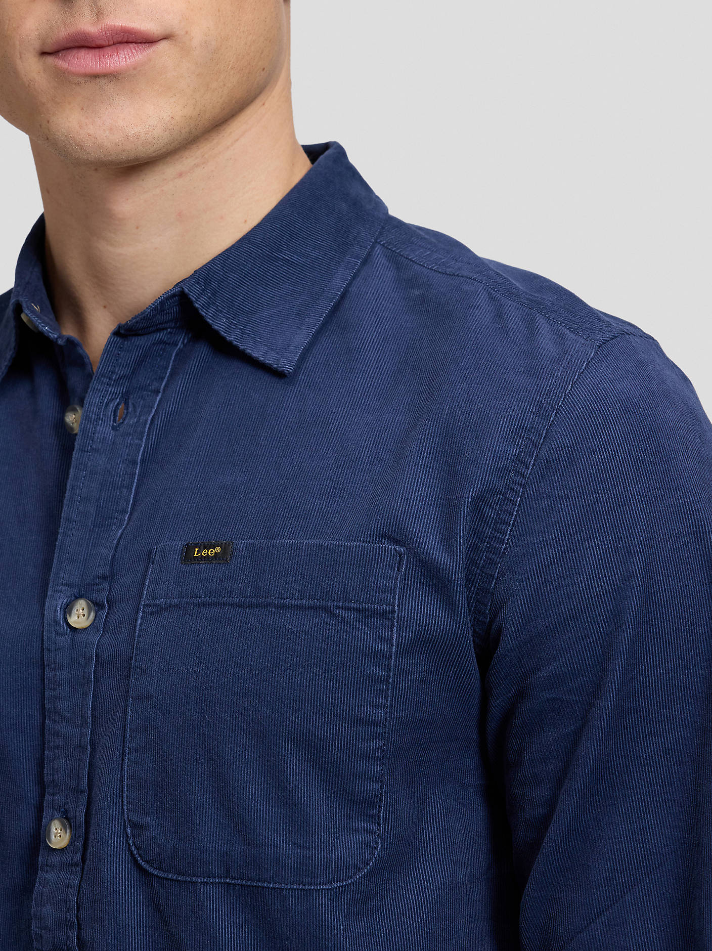 skjorta shirt lee leejeans leesure shirt dress blues manchester manchetsertyg regular fit blue blå navy fri frakt stenungsund