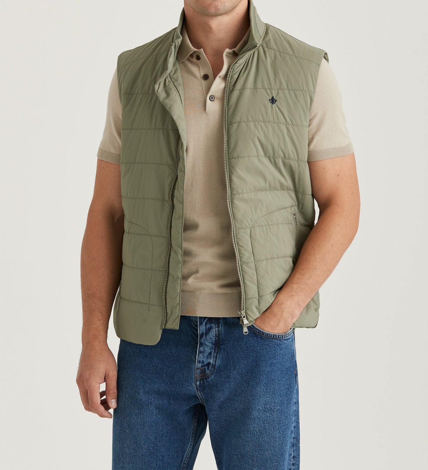 väst morris lewis vest green grön dragkedja