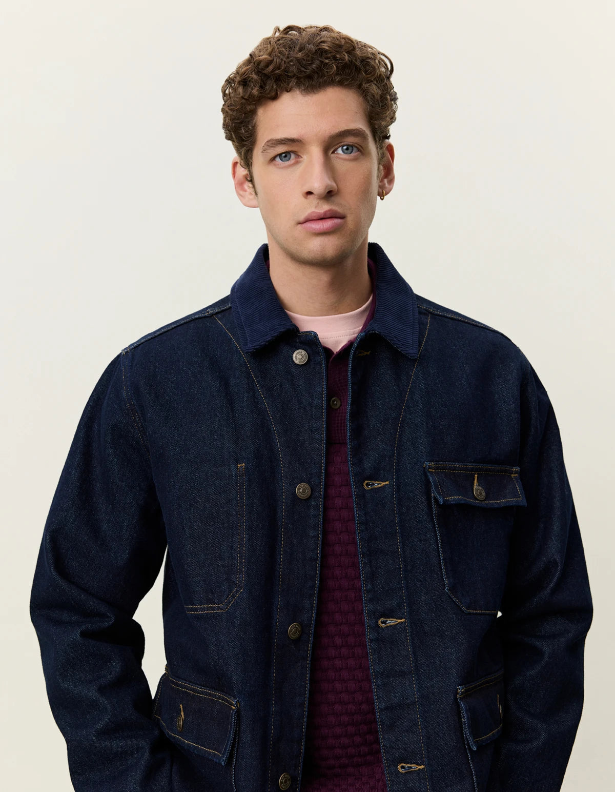 overshirt jacka les deux denim utility jacket jeans jacka denim jacket bomull dark blue night fri frakt stenungsund