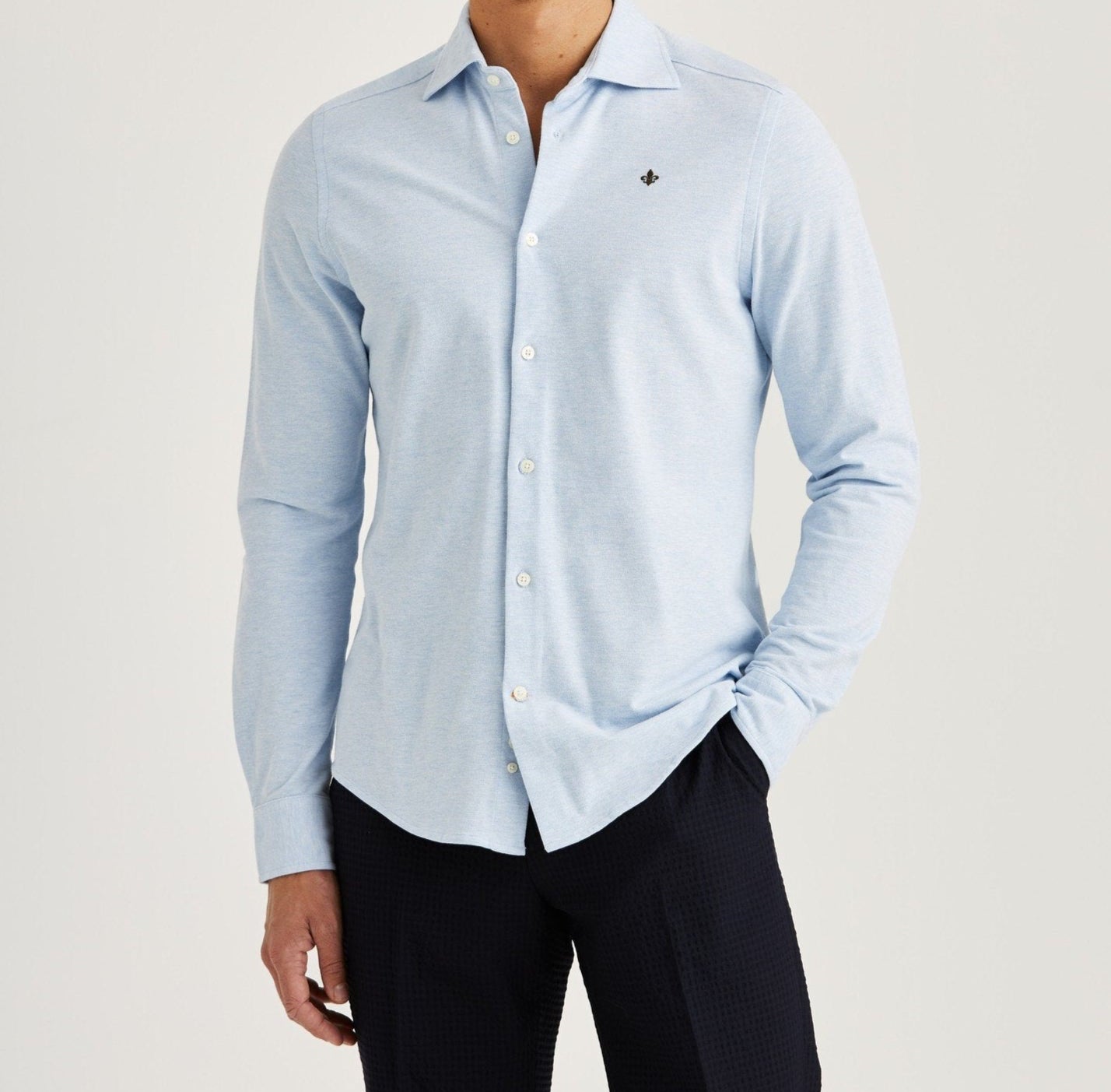 skjorta shirt morris camden pique shirt light blue blå burron down