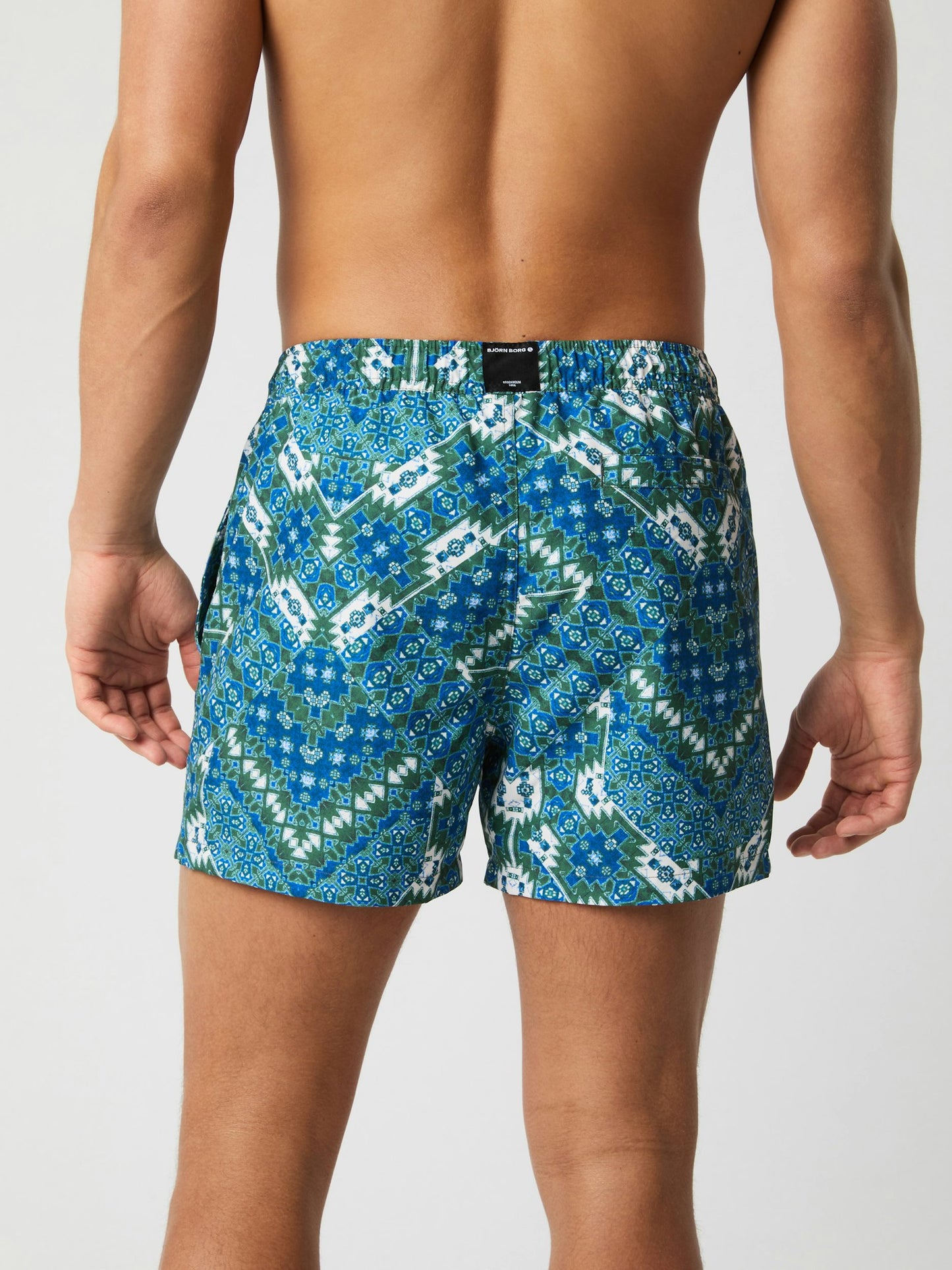 badbyxor swim shorts björn borg east iak shorts mönstrade blue blå green grön