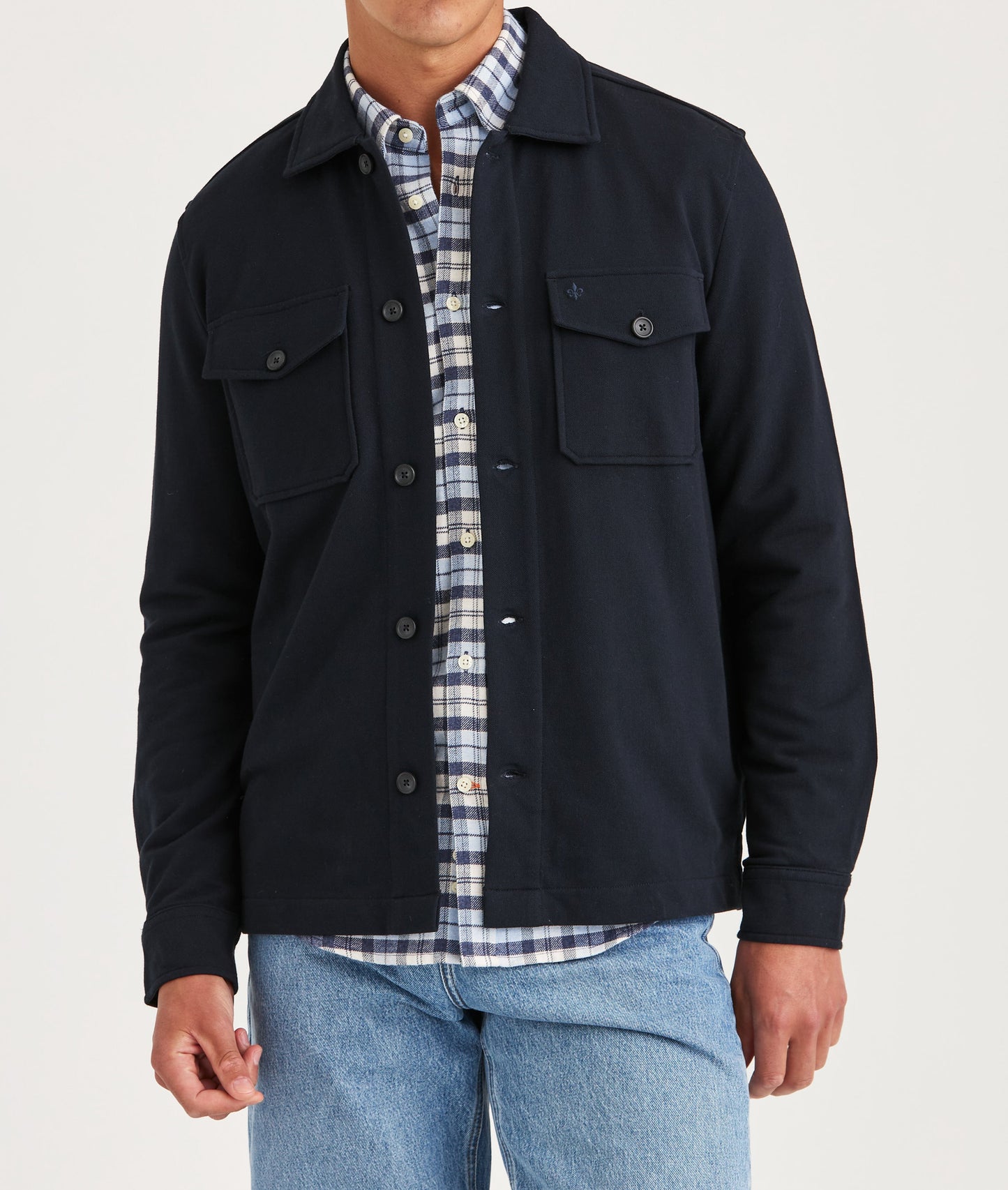 overshirt överskjorta morris andrew jersey stretch spandex old blue blå navy