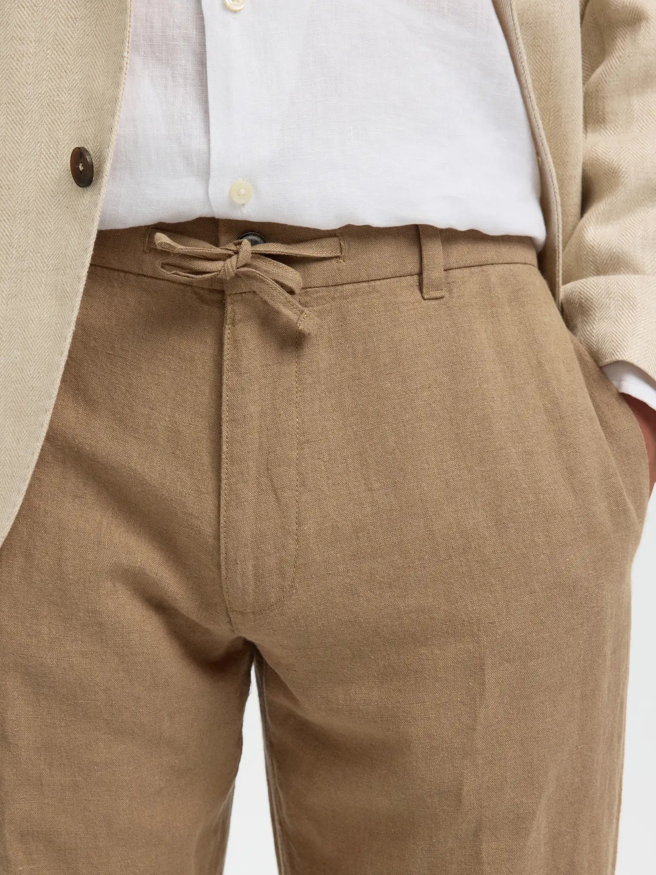 byxor pants leroy straight selected homme linne linen linnebyxor linen pants linne byxor caribou sand beige brown khaki