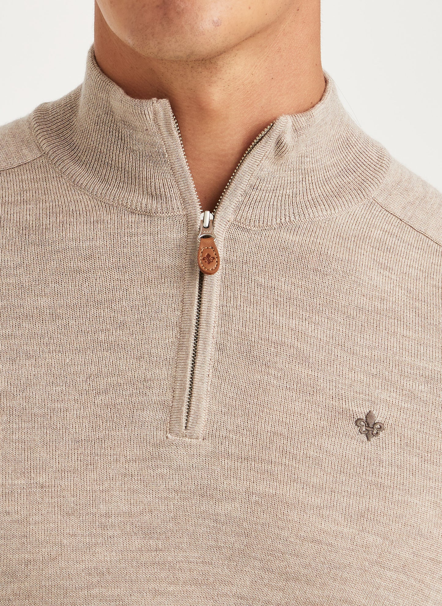 tröja morris merino mohn zip ull dragkedja sweater halfzip olive khaki sand beige