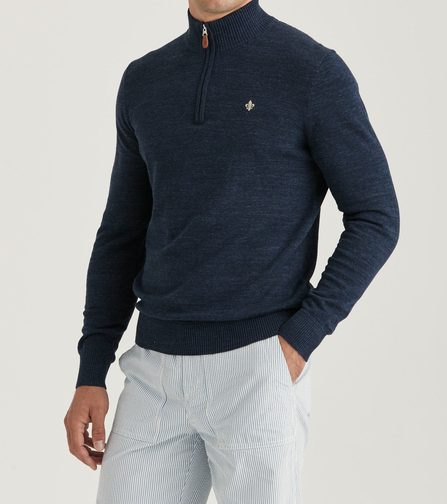 tröja morris randall half zip knit sweater dragkedja navy blue blå