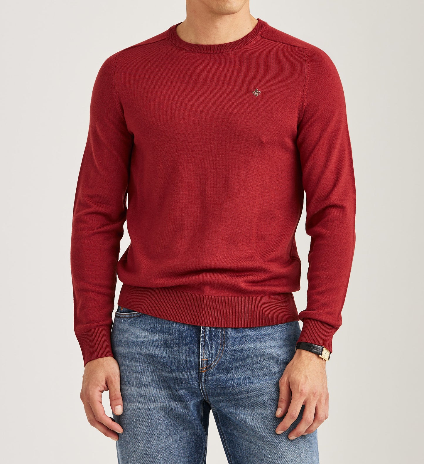 tröja morris merino oneck knit sweater ull red röd