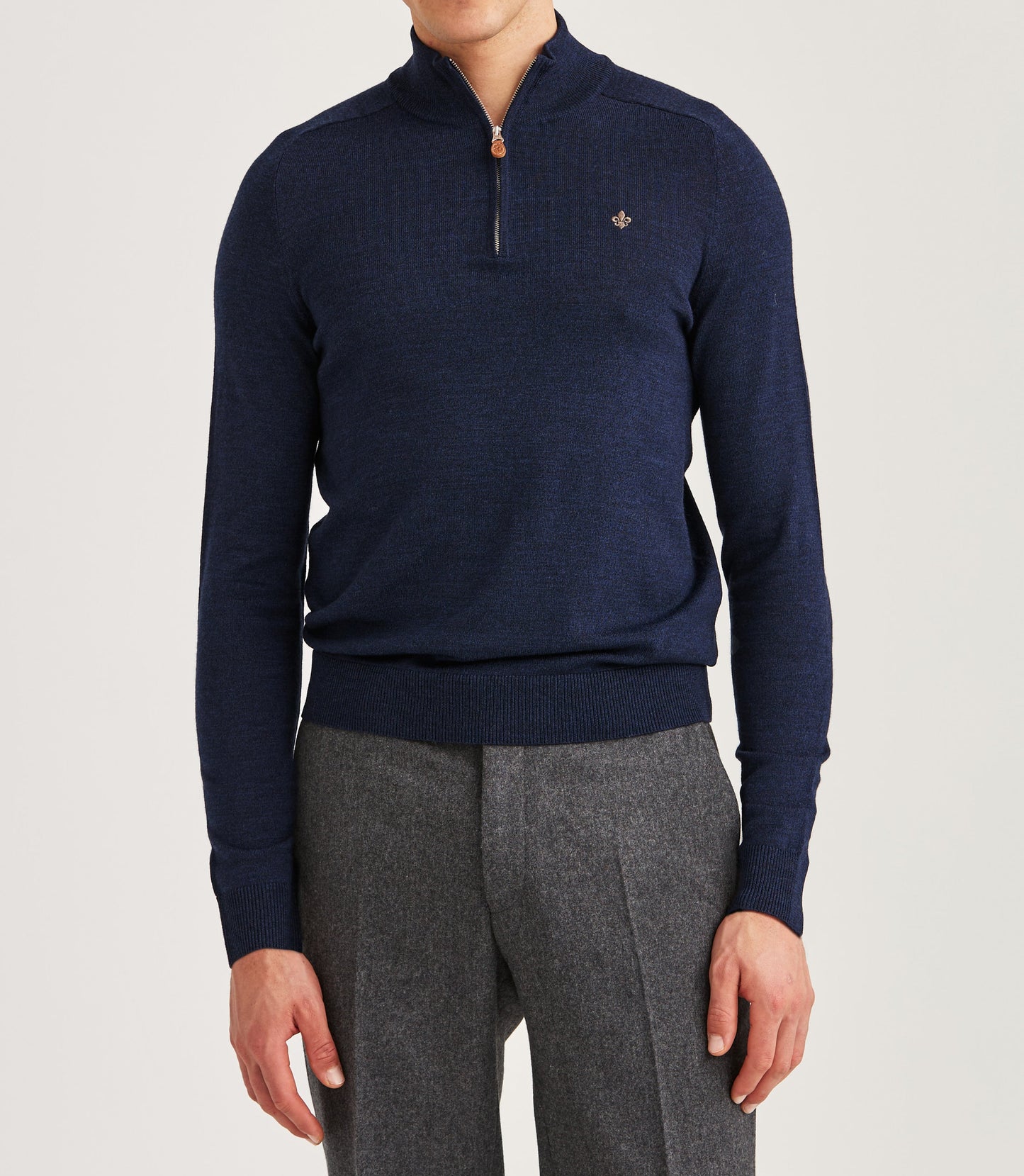 tröja morris merino mohn zip ull dragkedja sweater halfzip olive blue navy blå