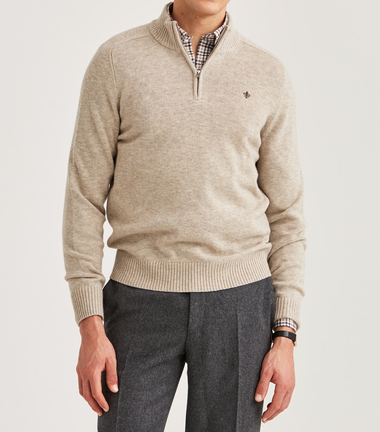 tröja morris new heartford halfzip zip dragkedja sweater merino ull khaki sand beige