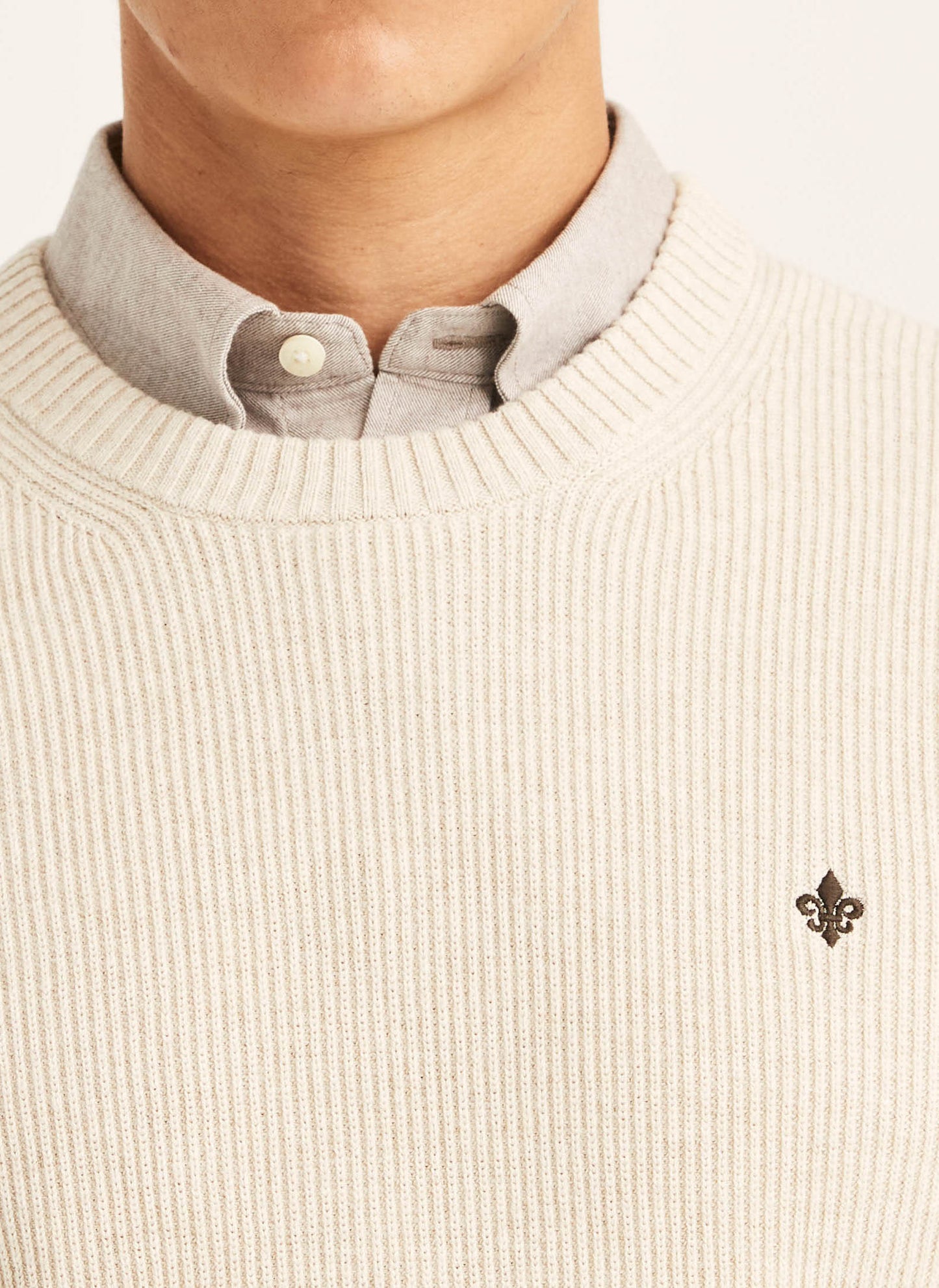 tröja knit morris colin oneck sweater stickad khaki sand beige fri frakt stenungsund