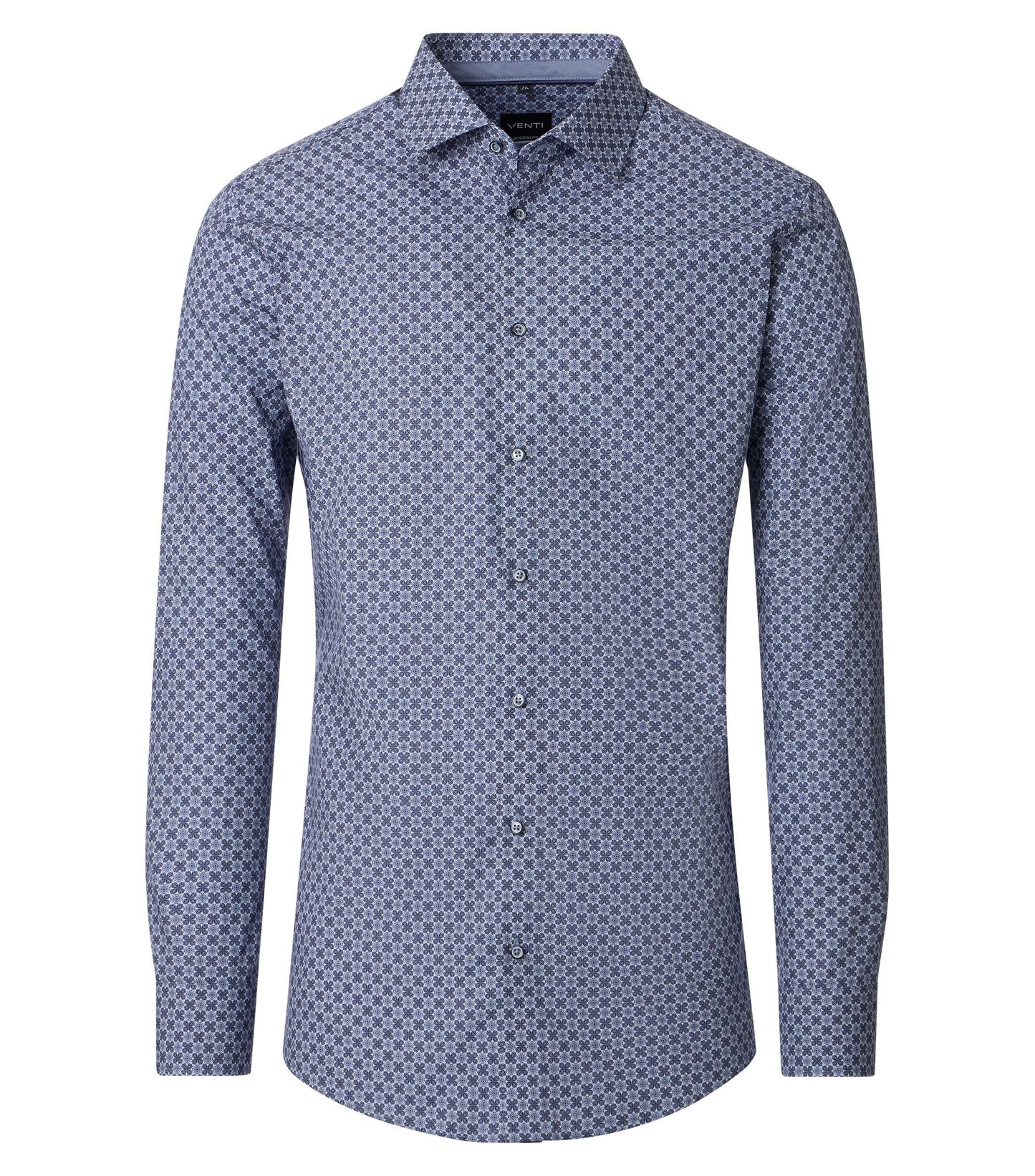 skjorta venti shirt modern fit regular fit flower blommig mönstrad skjorta navy blue blå