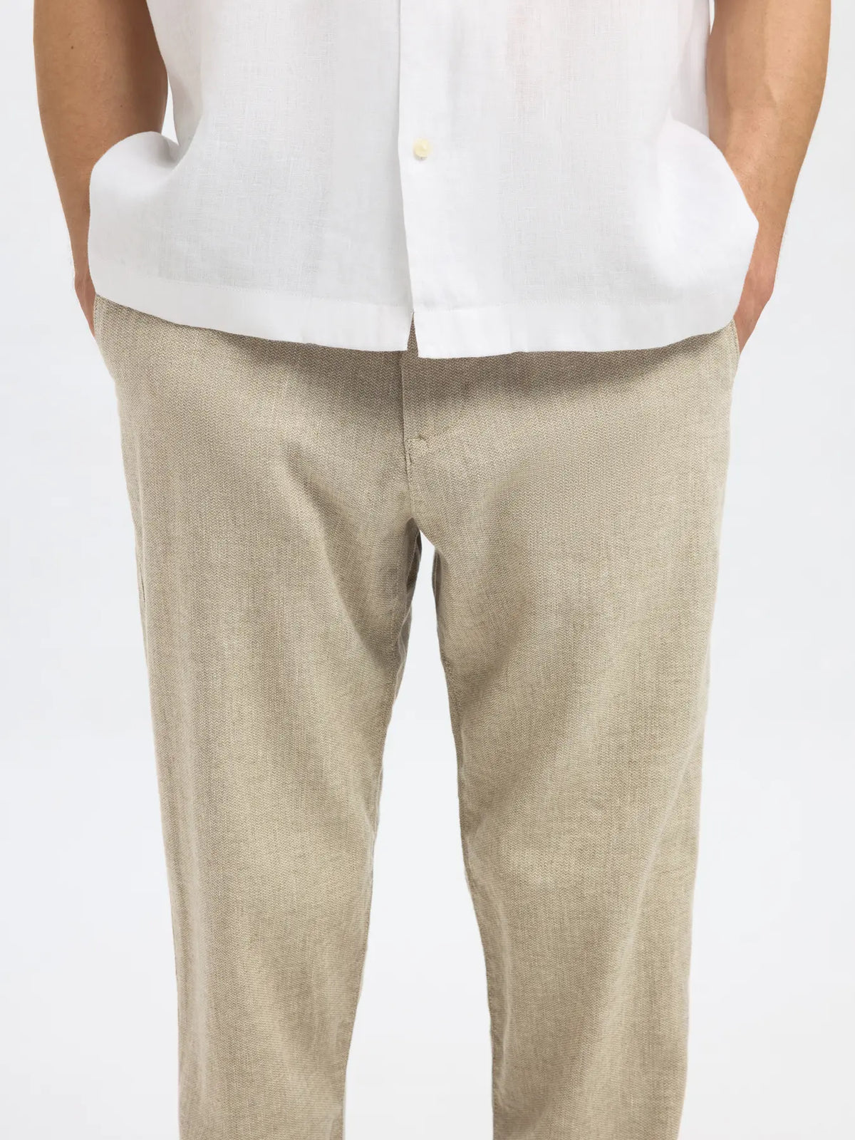 byxor linne byxor selected homme brody 172 linen pants slim vetiver green grön