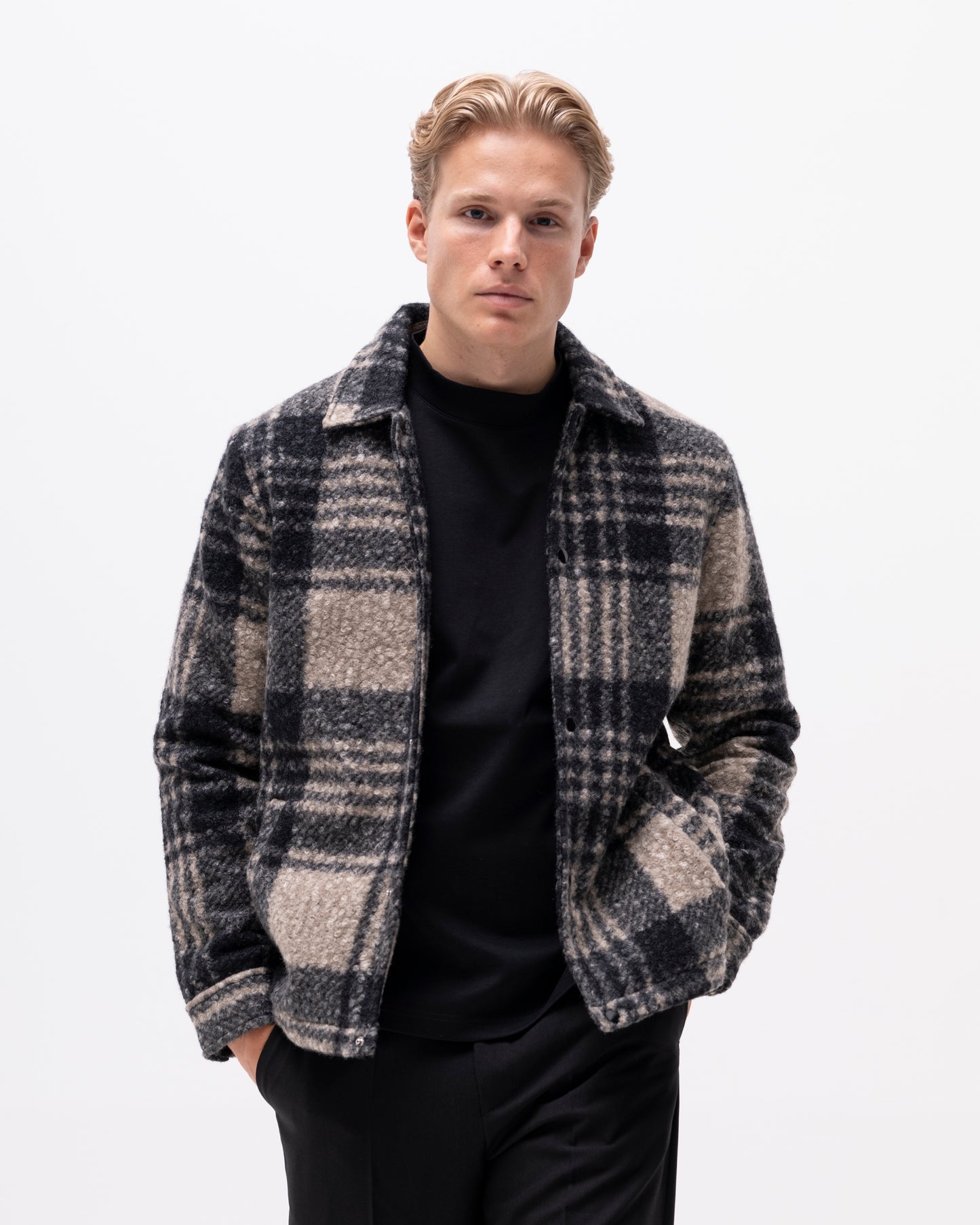 overshirt allesio overshirt brand island brandisland rutig randig överskjorta black svart greige