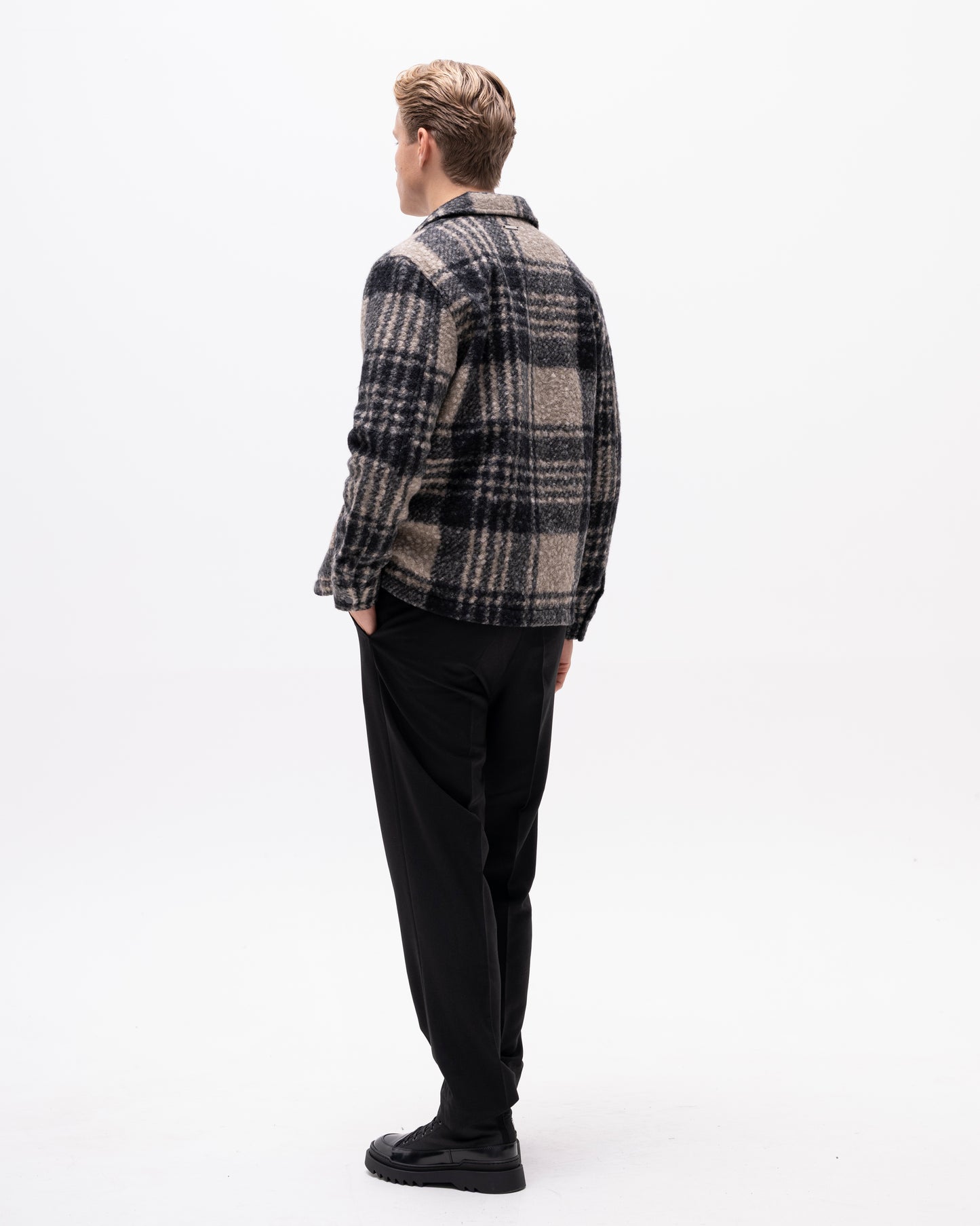 overshirt allesio overshirt brand island brandisland rutig randig överskjorta black svart greige