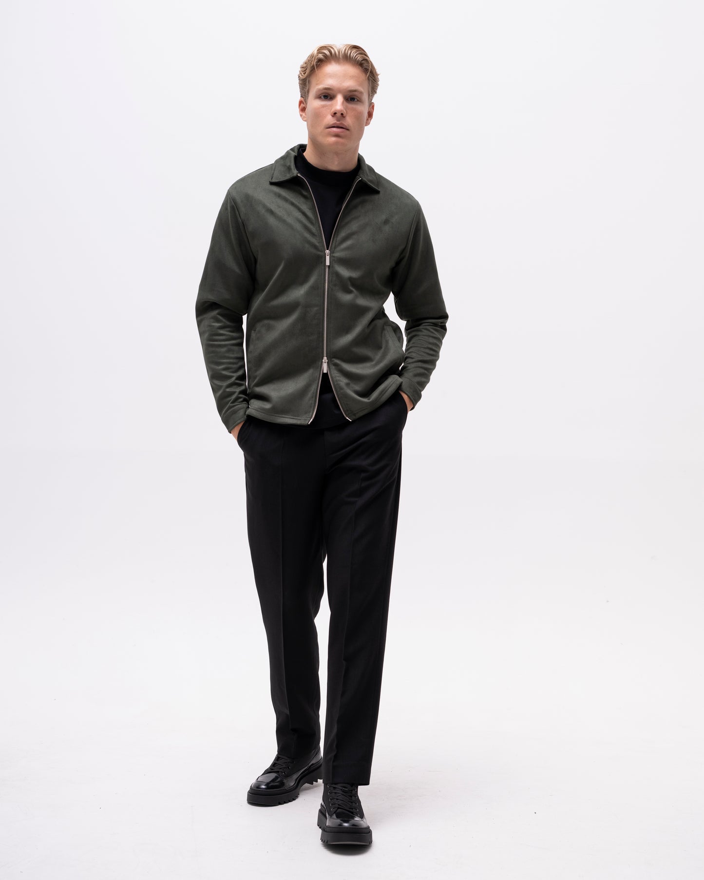overshirt denki zip jacket brand island brandisland dragkedja överskjorta olive green grön