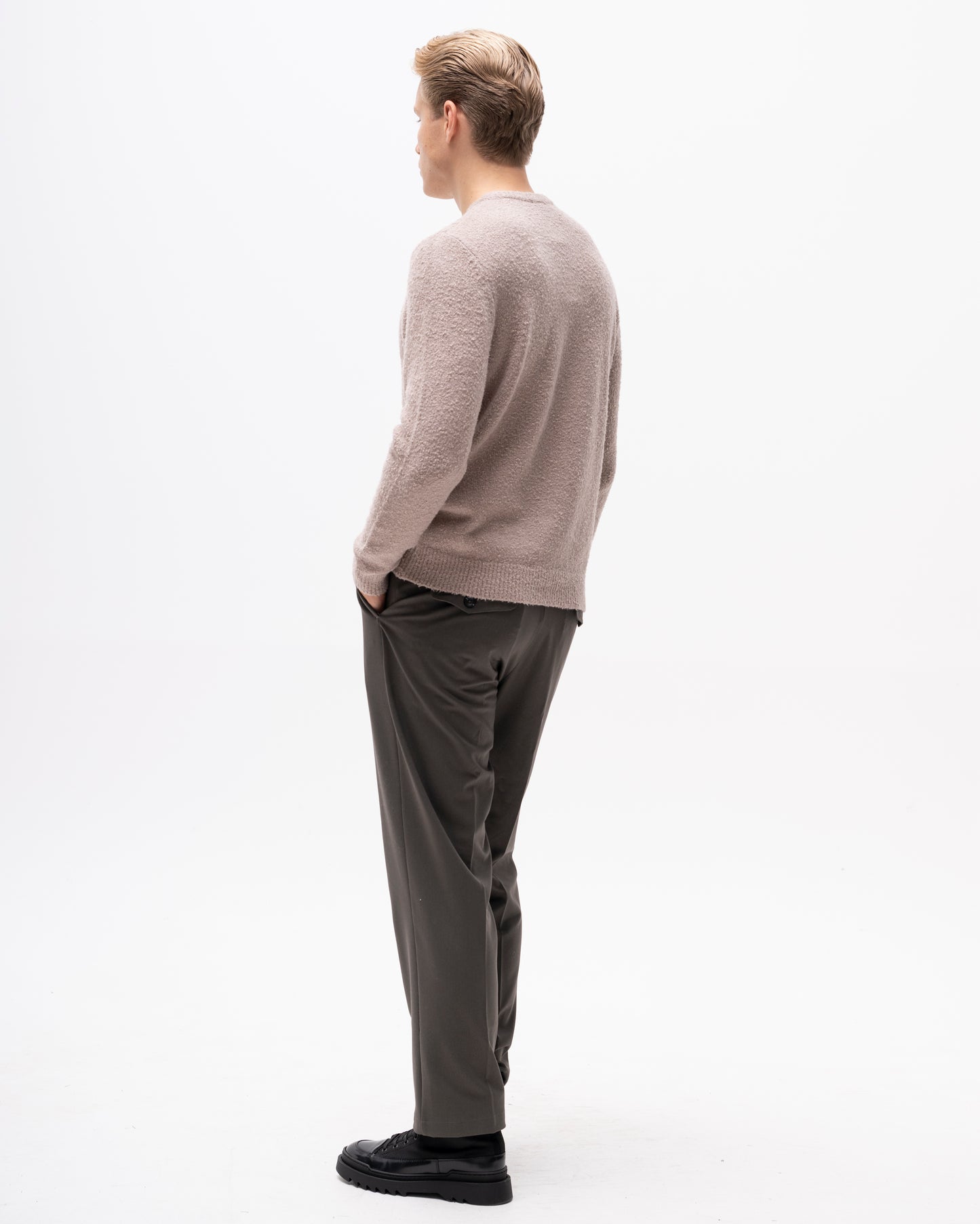tröja marcello crew neck knit brand island brandisland stickad greige brown brun