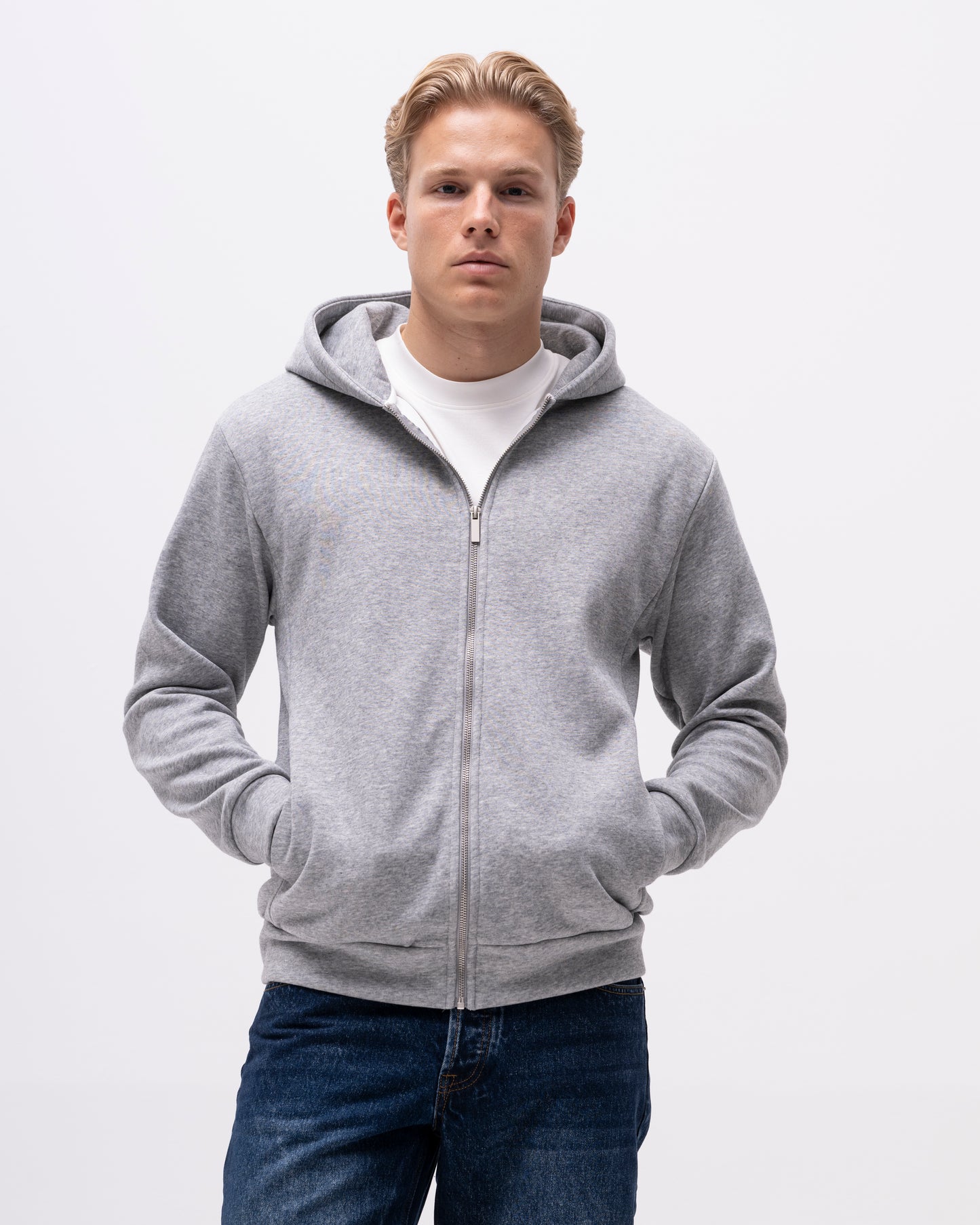 hoodie tröja sawako zip hoodie brand island brandisland dragkedja hood sweater luva light grey grå