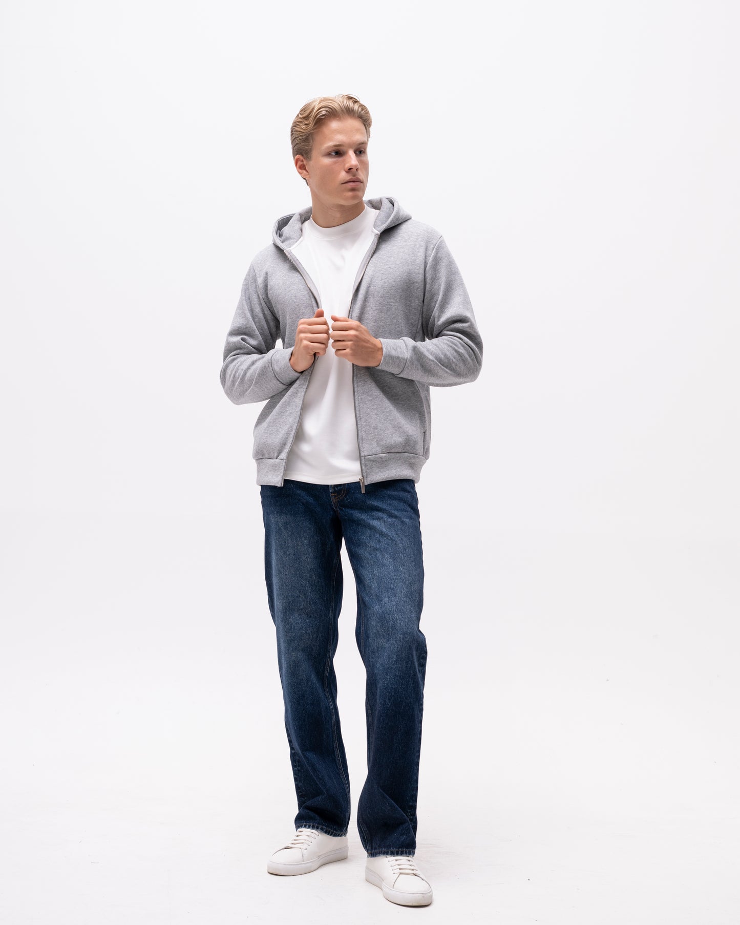 hoodie tröja sawako zip hoodie brand island brandisland dragkedja hood sweater luva light grey grå