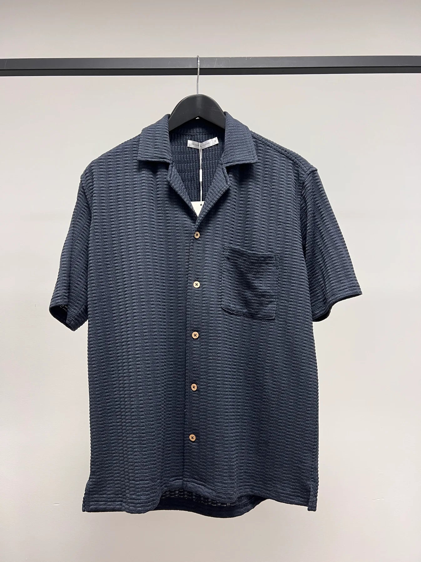skjorta shirt brand island barrett shirt kort ärm kortärmad cuba karge blue blå navy sommar skjorta