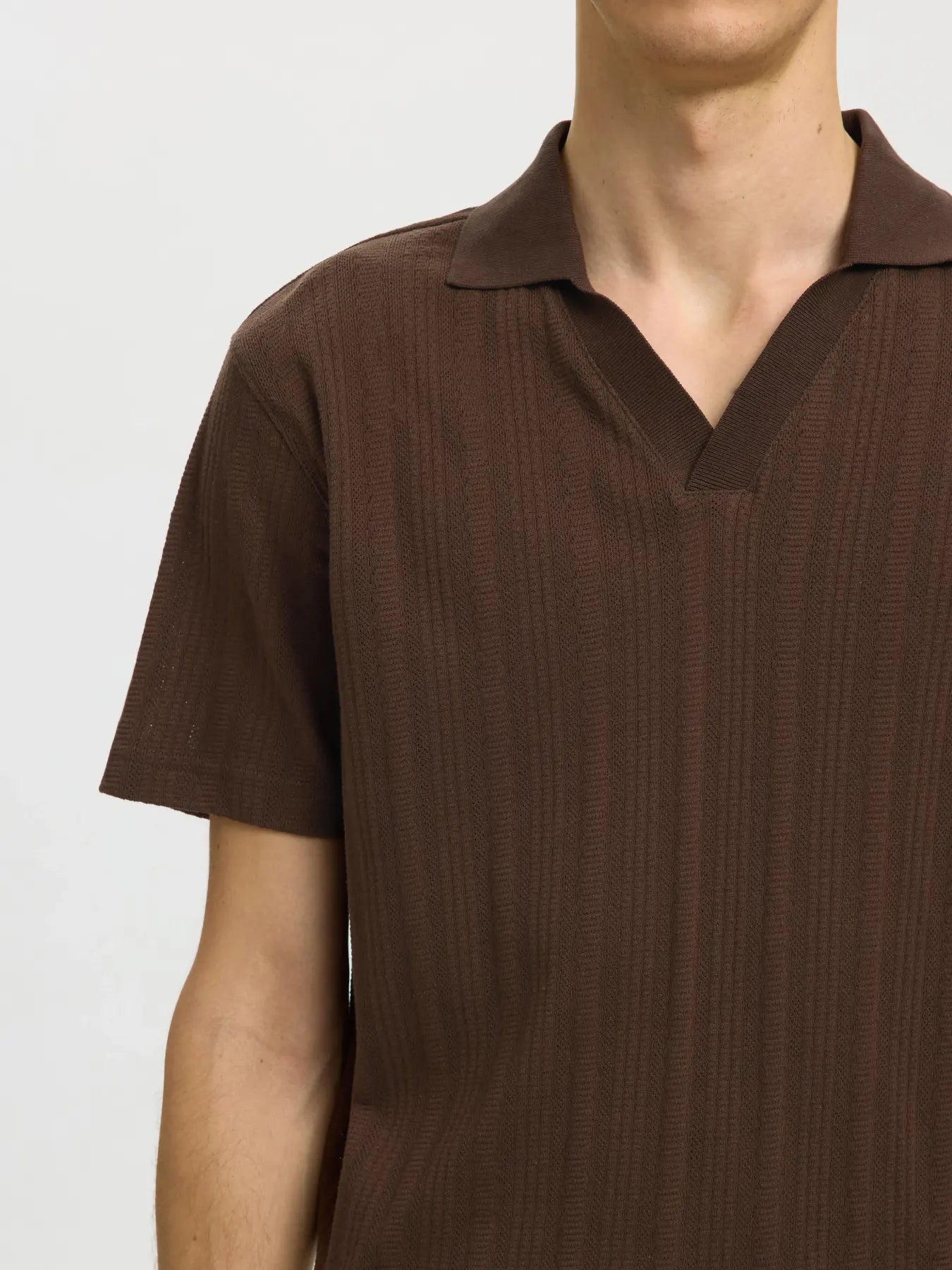 pike pikè selected homme travis polo krage bracken brown brun piketröja pikètröja