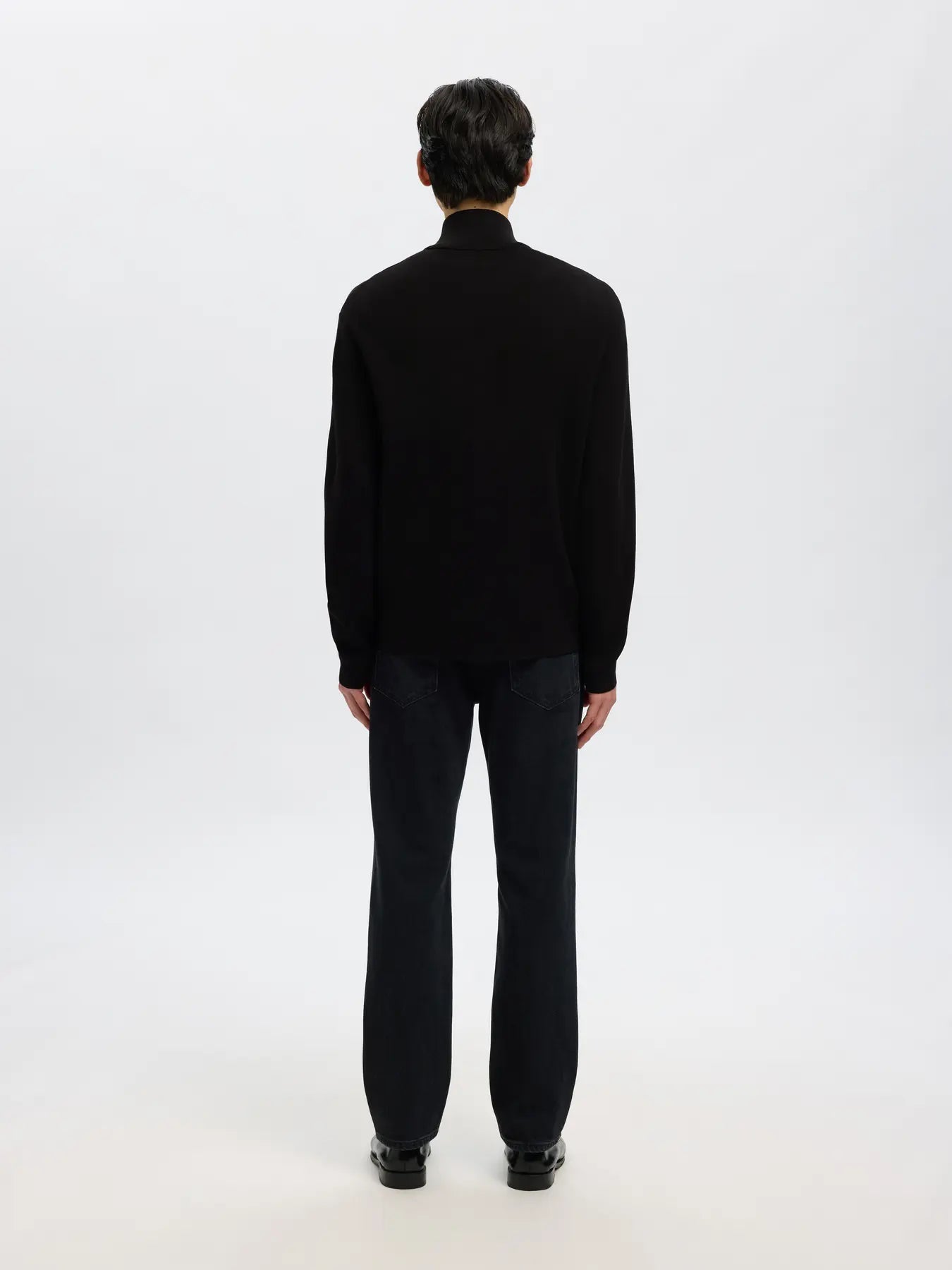 tröja cardigan selected homme teller relaxed zip cardigan knit sweater black svart