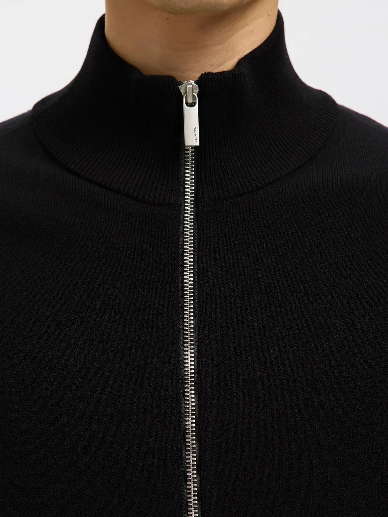 tröja cardigan selected homme teller relaxed zip cardigan knit sweater black svart