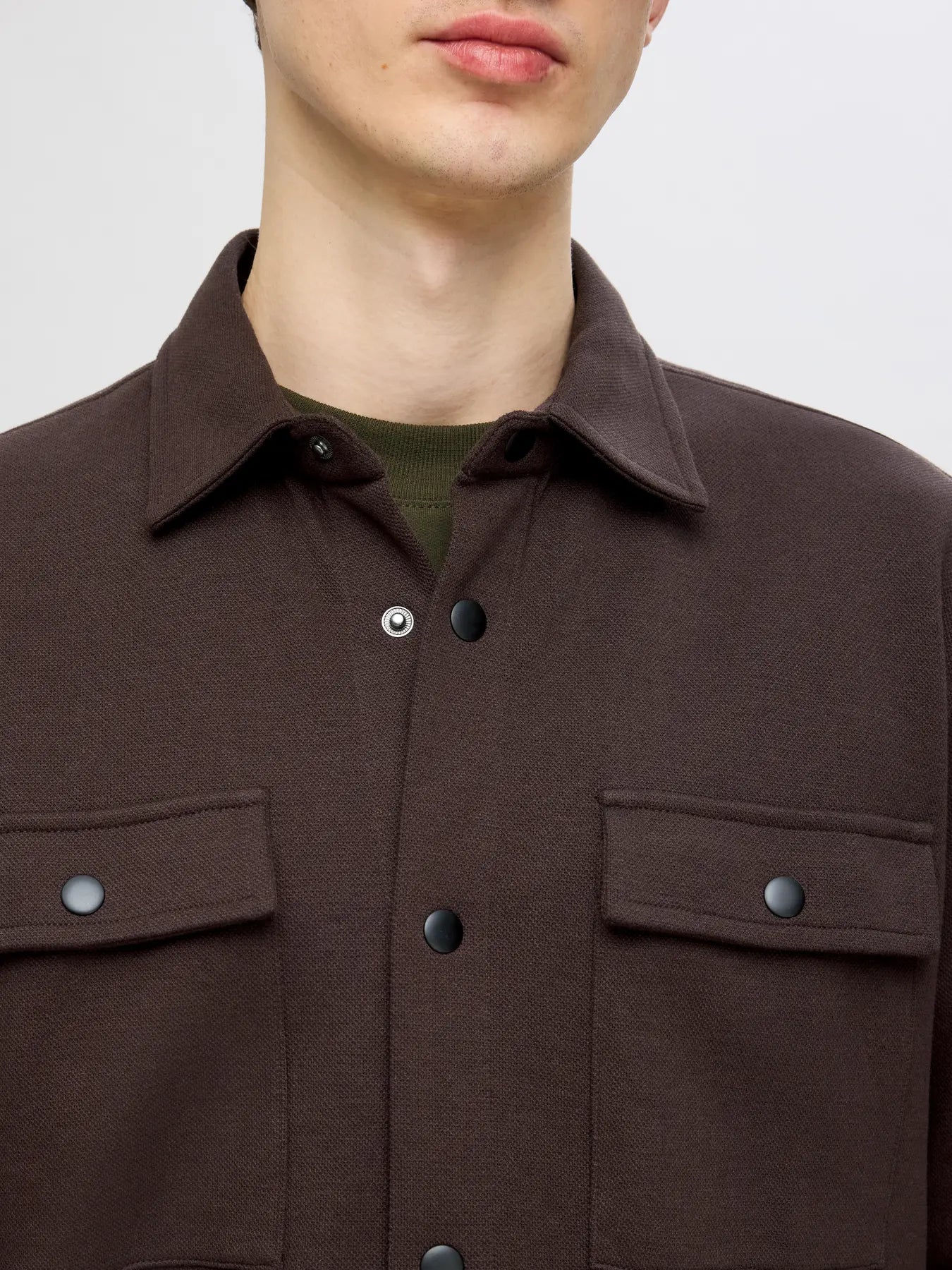 overshirt jackie sweat överskjorta selected homme chocolate torte brown brun