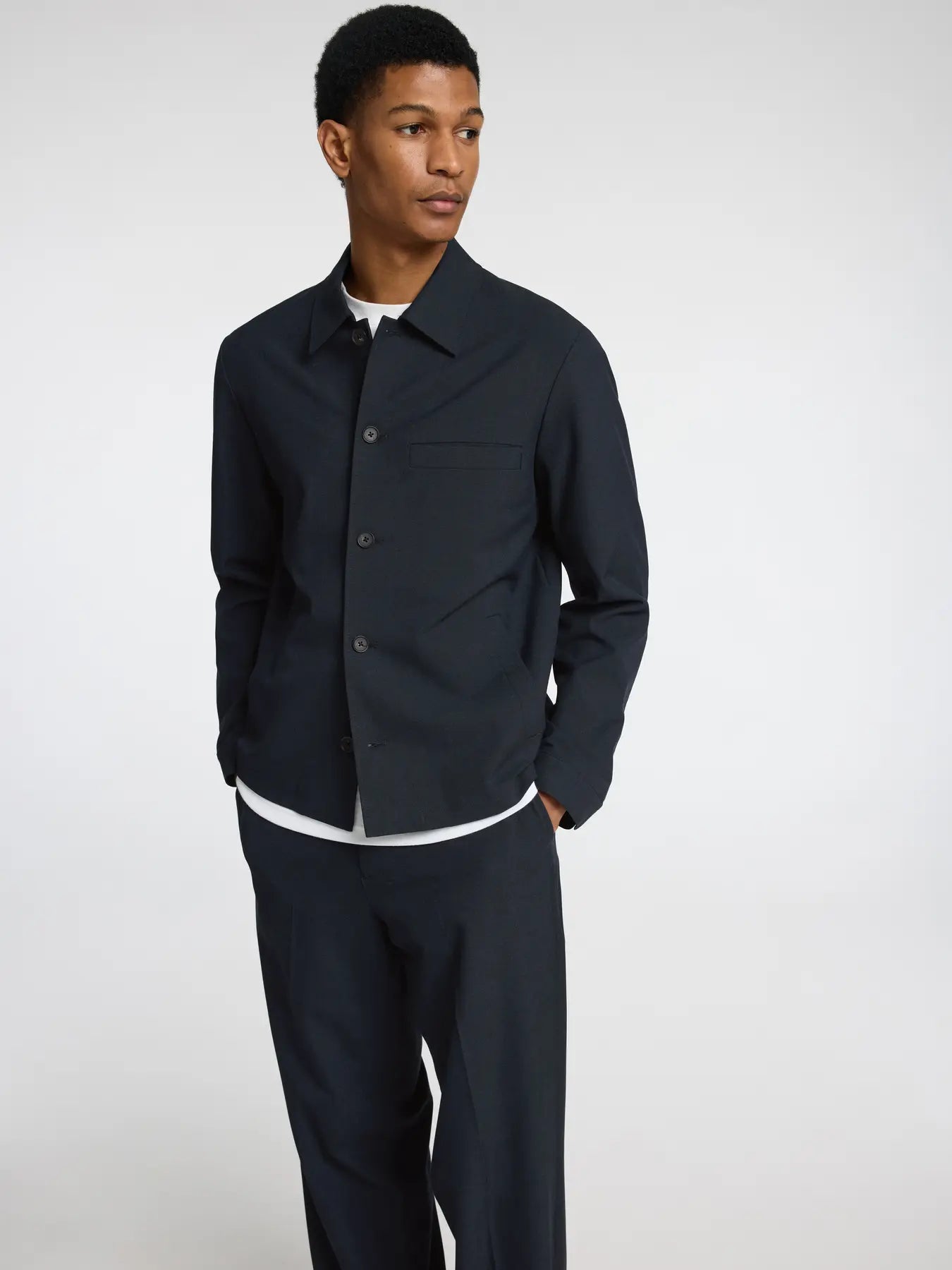 overshirt selected homme robert overshirt regular fit stretch kavaj dark sapphire navy blue överskjorta jacka