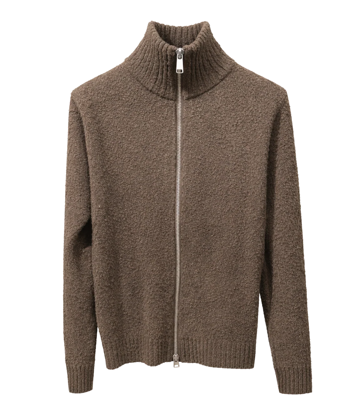 tröja knit marcello zip knit brand island cardigan dragkedja sweater brown brun fri frakt stenungsund