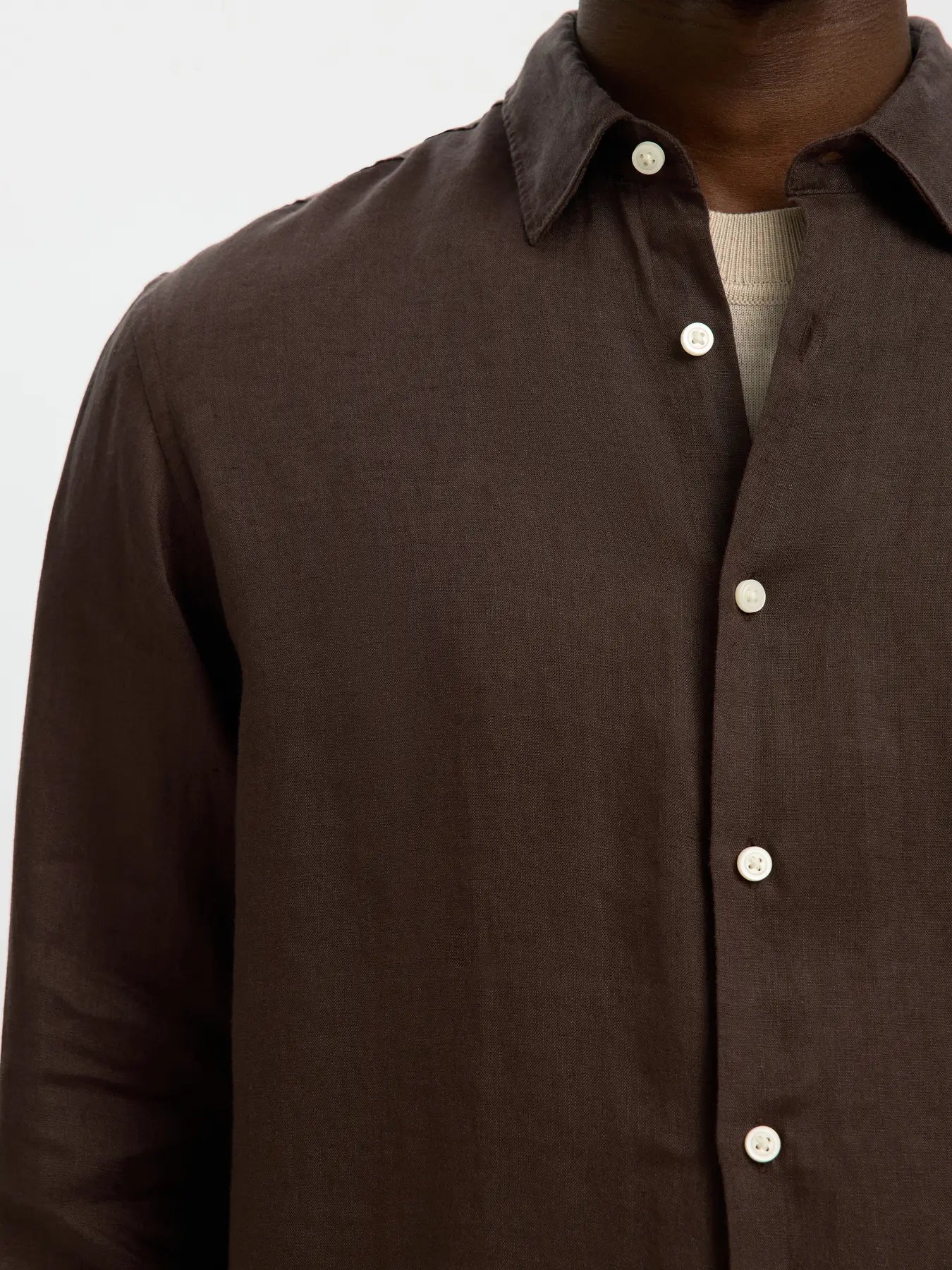 skjorta linne linen selected homme kylian linnes kjorta linen shirt sommar skjorta delicioso brown brun