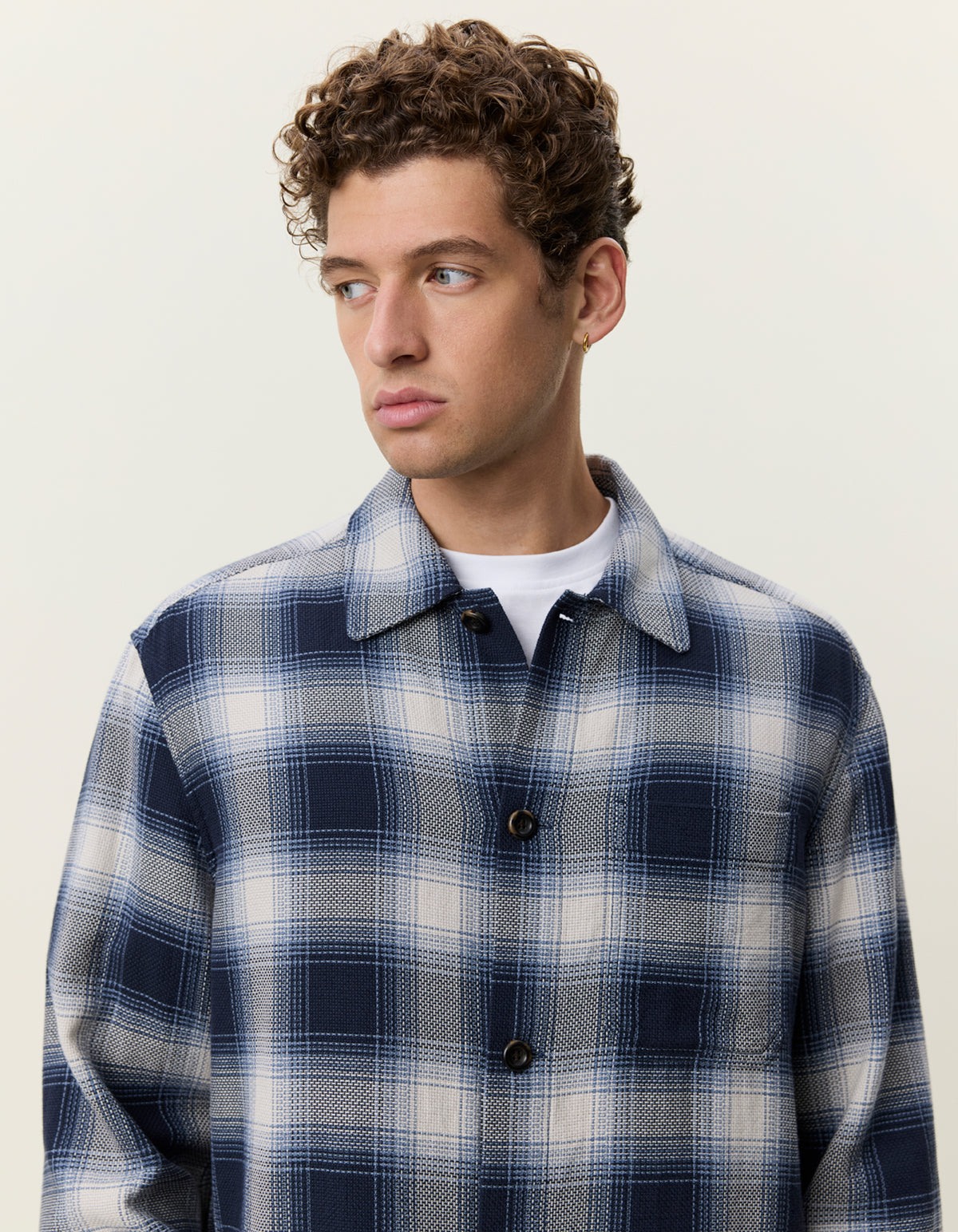 overshirt les deux shadowcheck overshirt skjorta överskjorta rutig randig dark navy blue blå fri frakt stenungsund