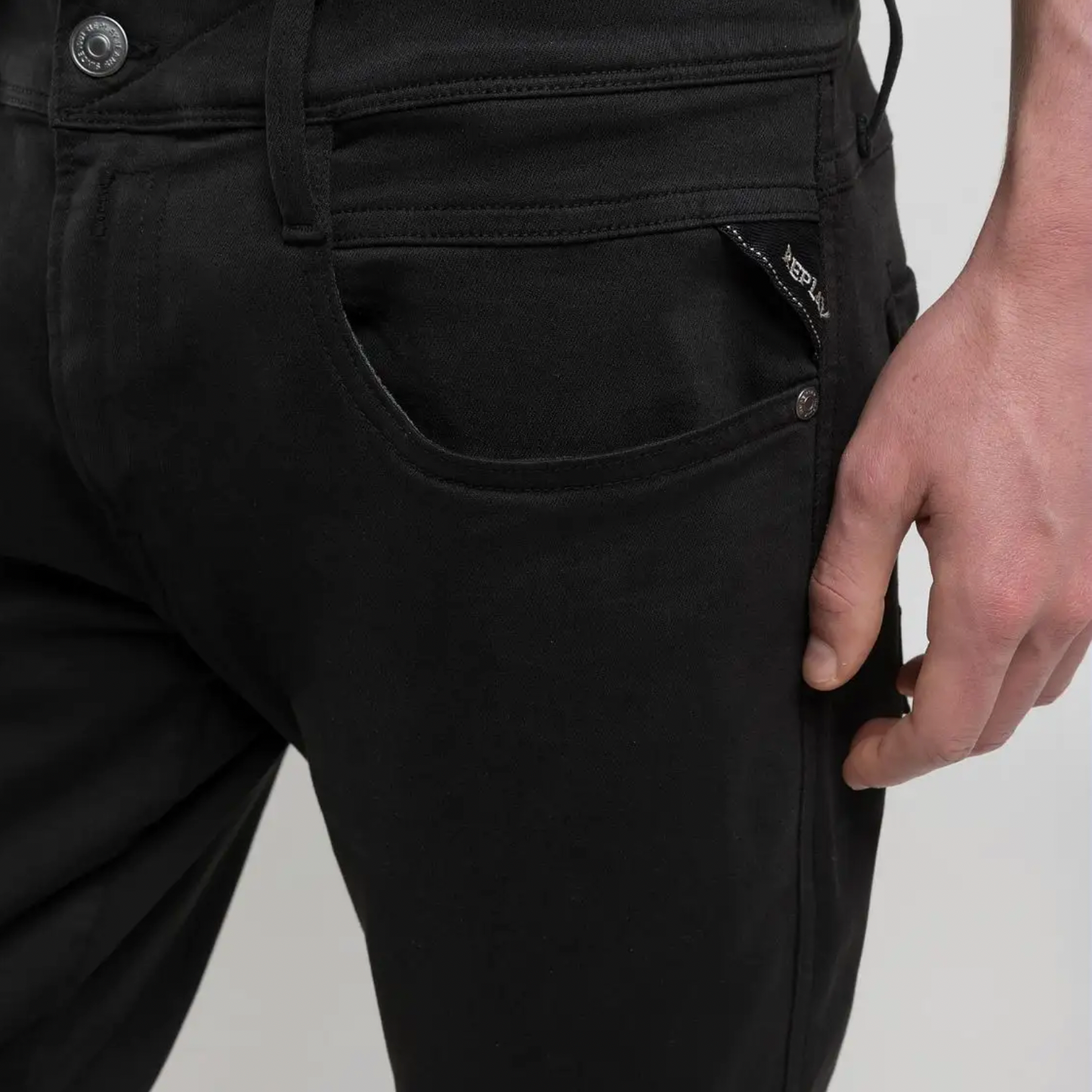 anbass hyperflex replay 914 replay jeans stretch slim fit black svart color edition