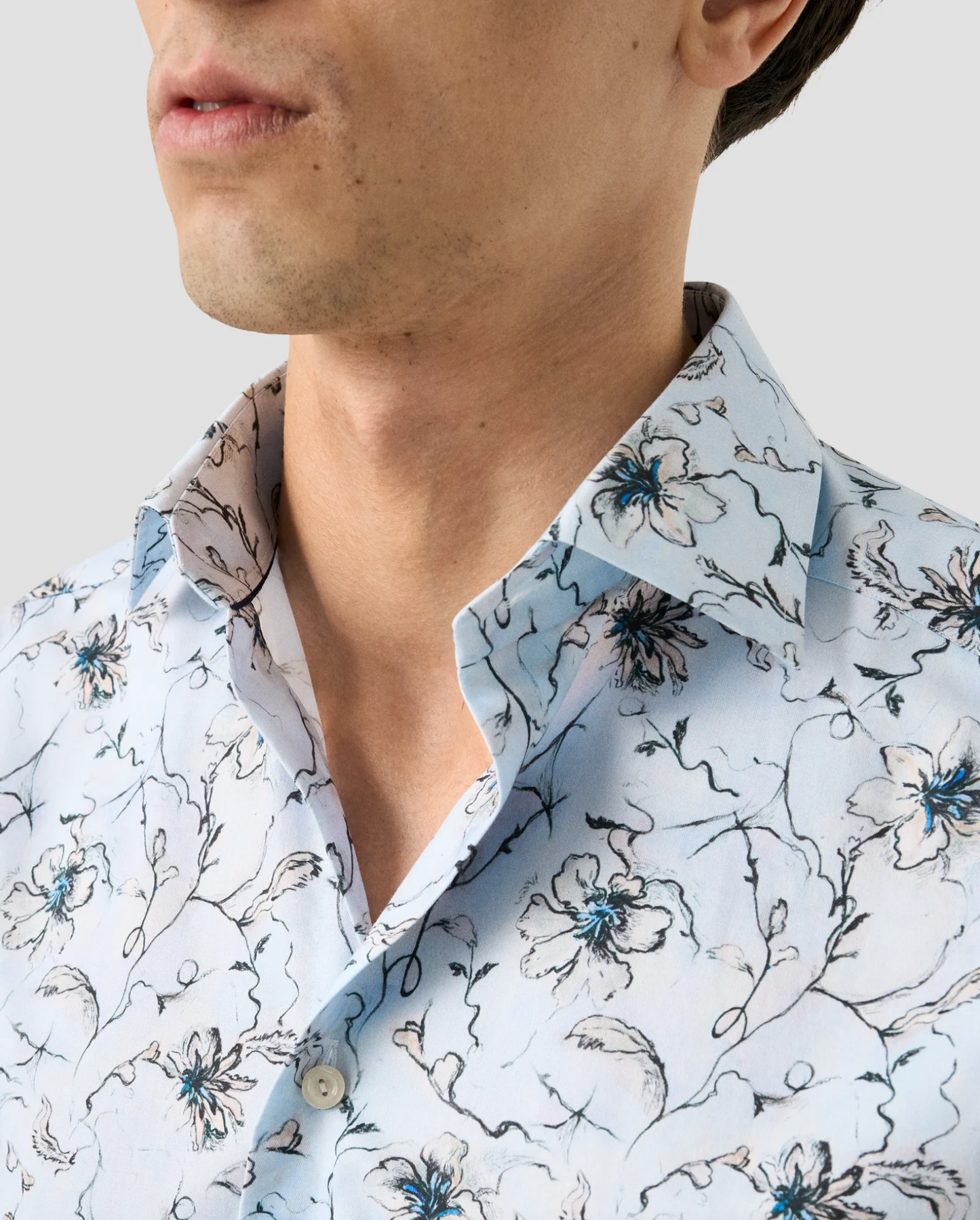 Floral Signature Twill Light Blue