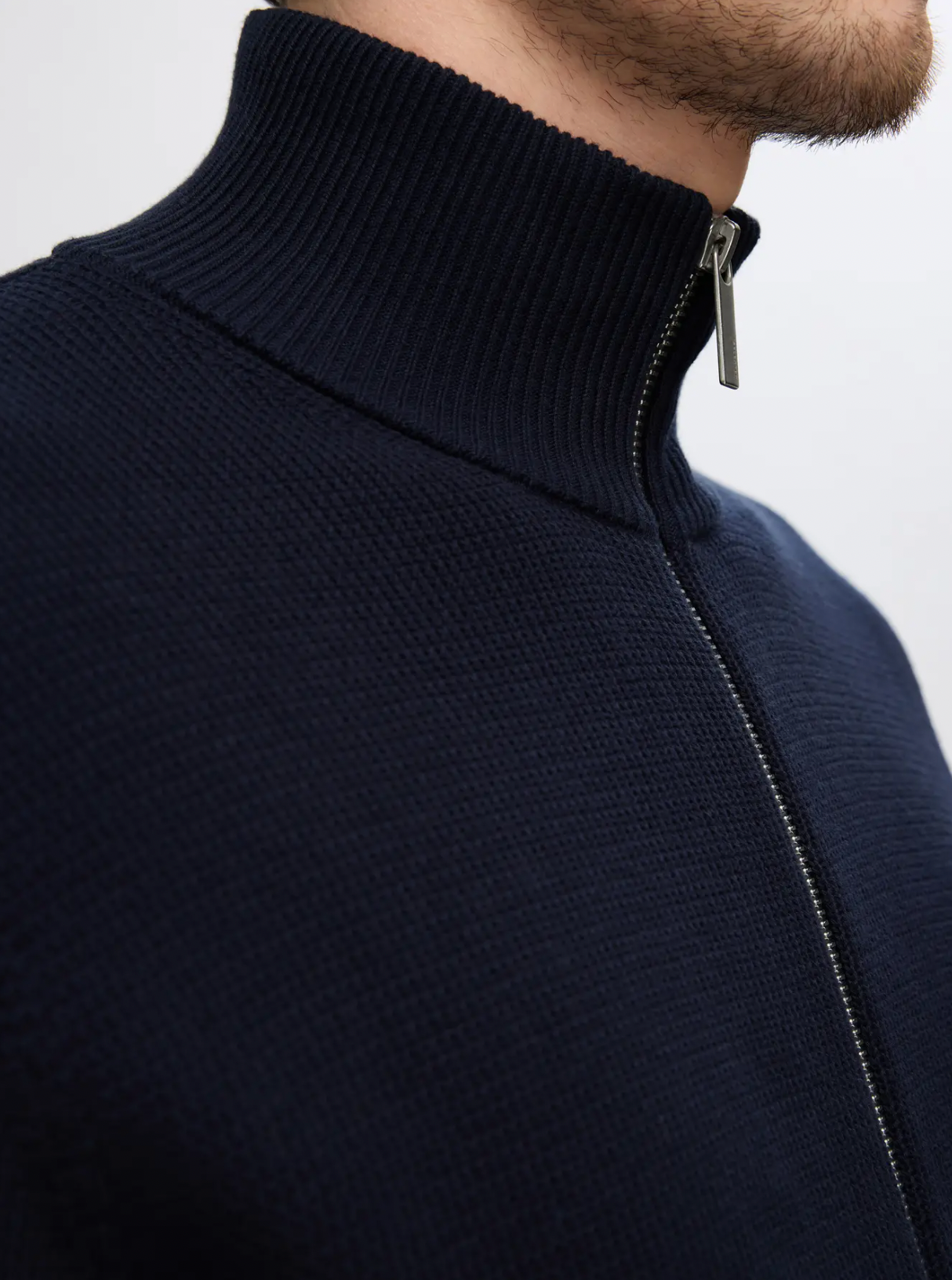 dane ls knit structure full zip selected homme tröja cardigan dragkedja bomull sky captain navy blue blå