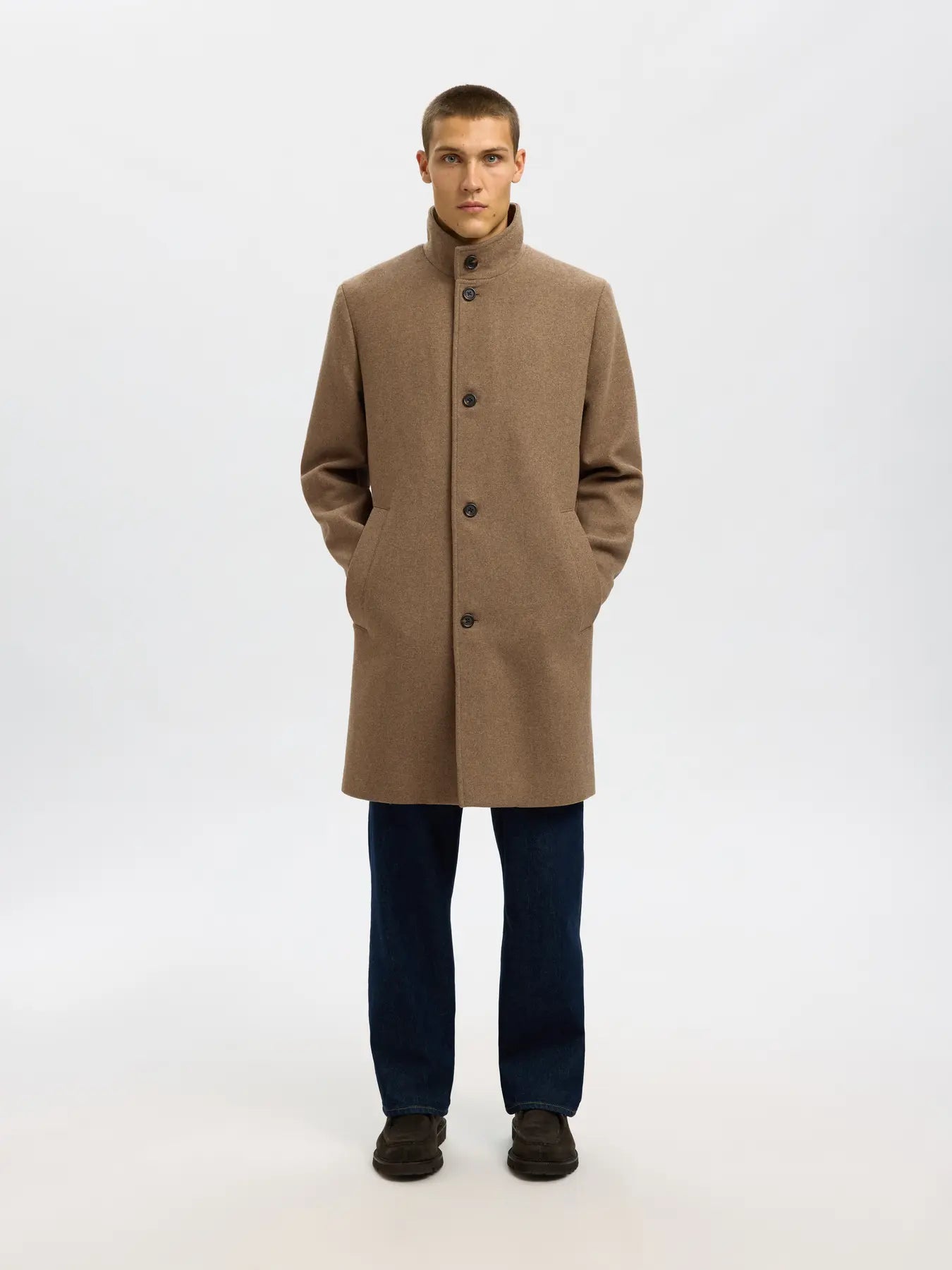 rainar lano coat selected homme rock höst rock vinter rock black svart fallen rock melange beige sand