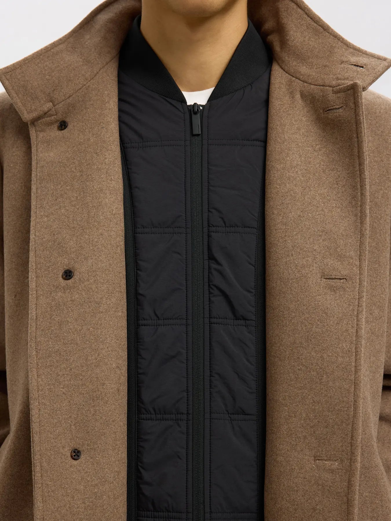 rainar lano coat selected homme rock höst rock vinter rock black svart fallen rock melange beige sand