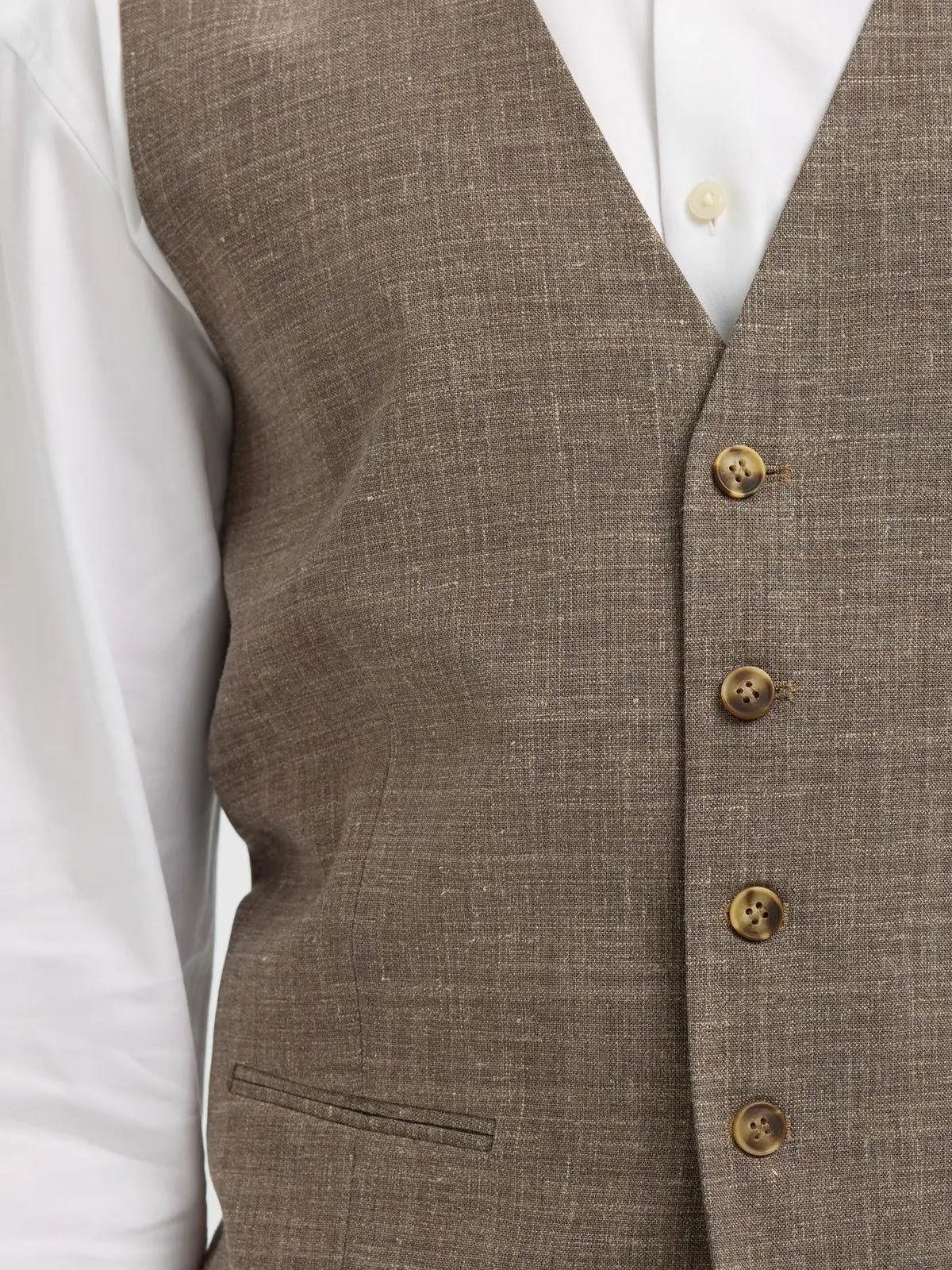 väst kostym väst oasis selected homme linne linen linne väst waistcoat dark sand beige brown brun