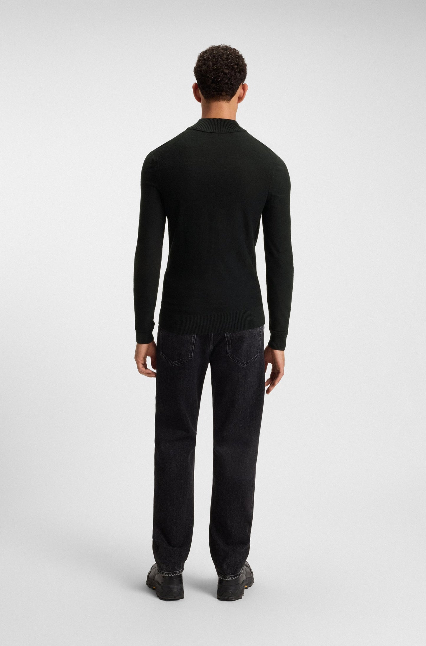 tröja avac boss mock neck hugo boss polo stickad sweater black svart