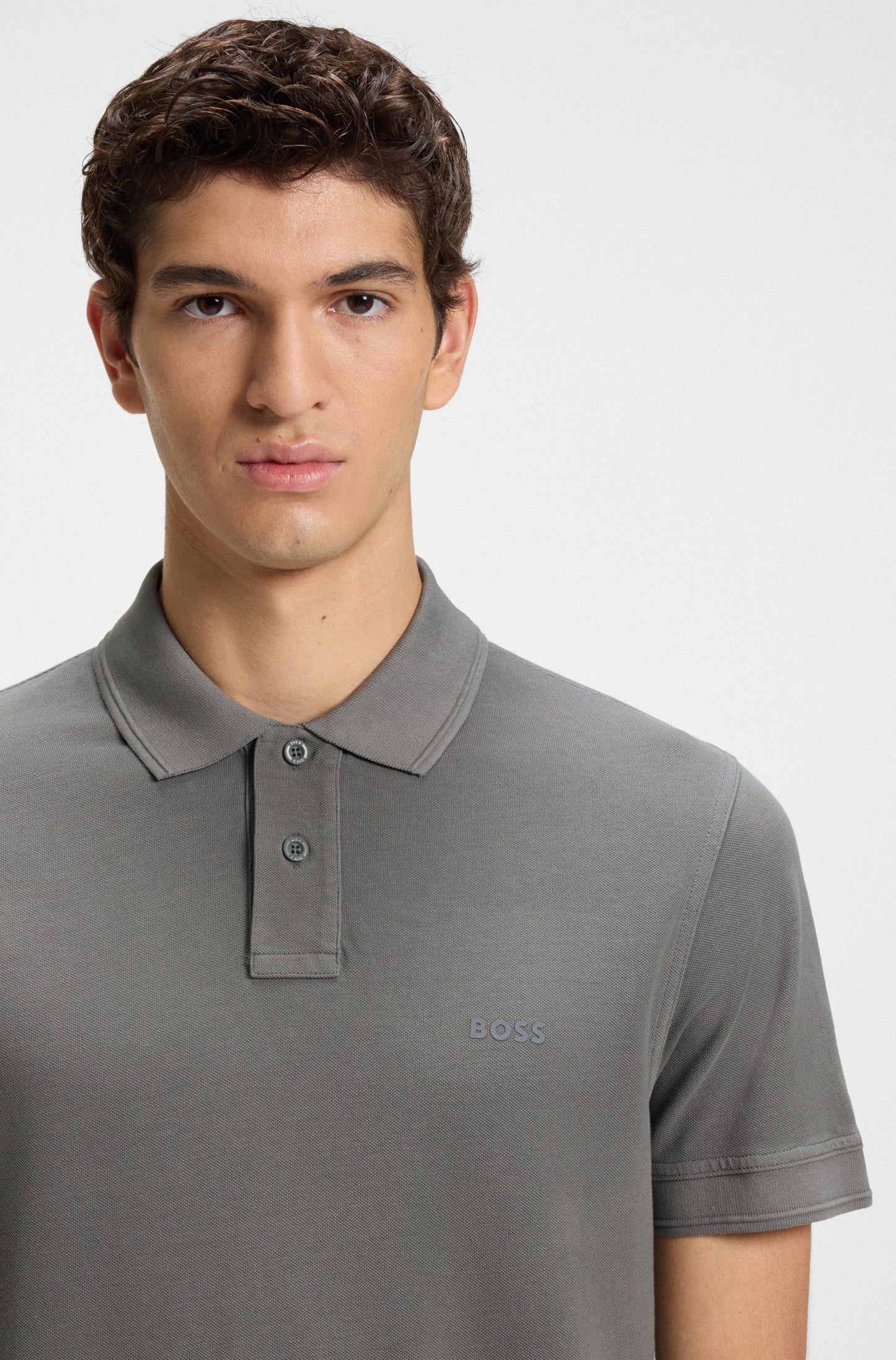 pike pikè boss prime hugo boss open grey grå logo boss orange pikétröja