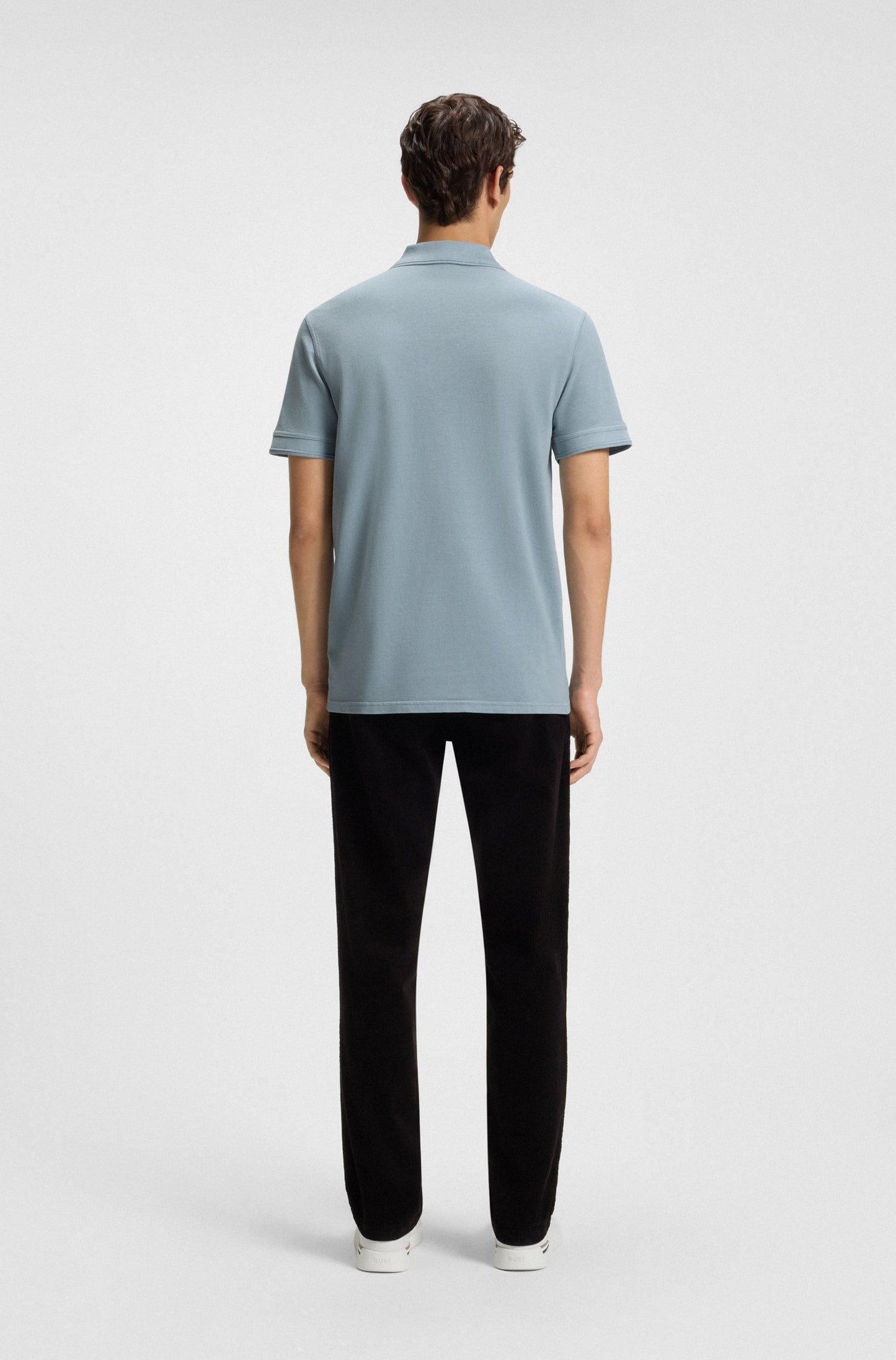 pike pikè boss prime hugo boss light pastel blue blå logo boss orange pikétröja
