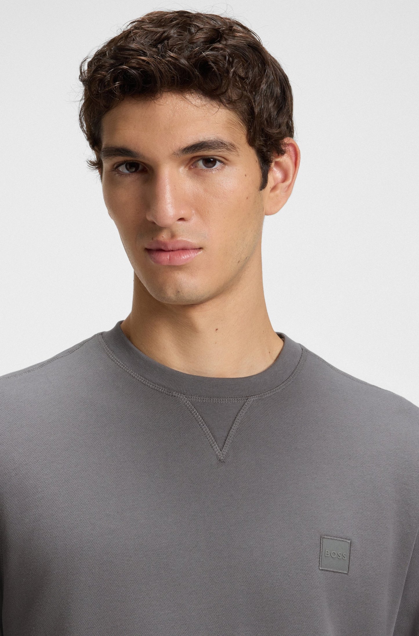 westart tröja boss orange hugo boss sweater sweat bomull regular fit open grey grå