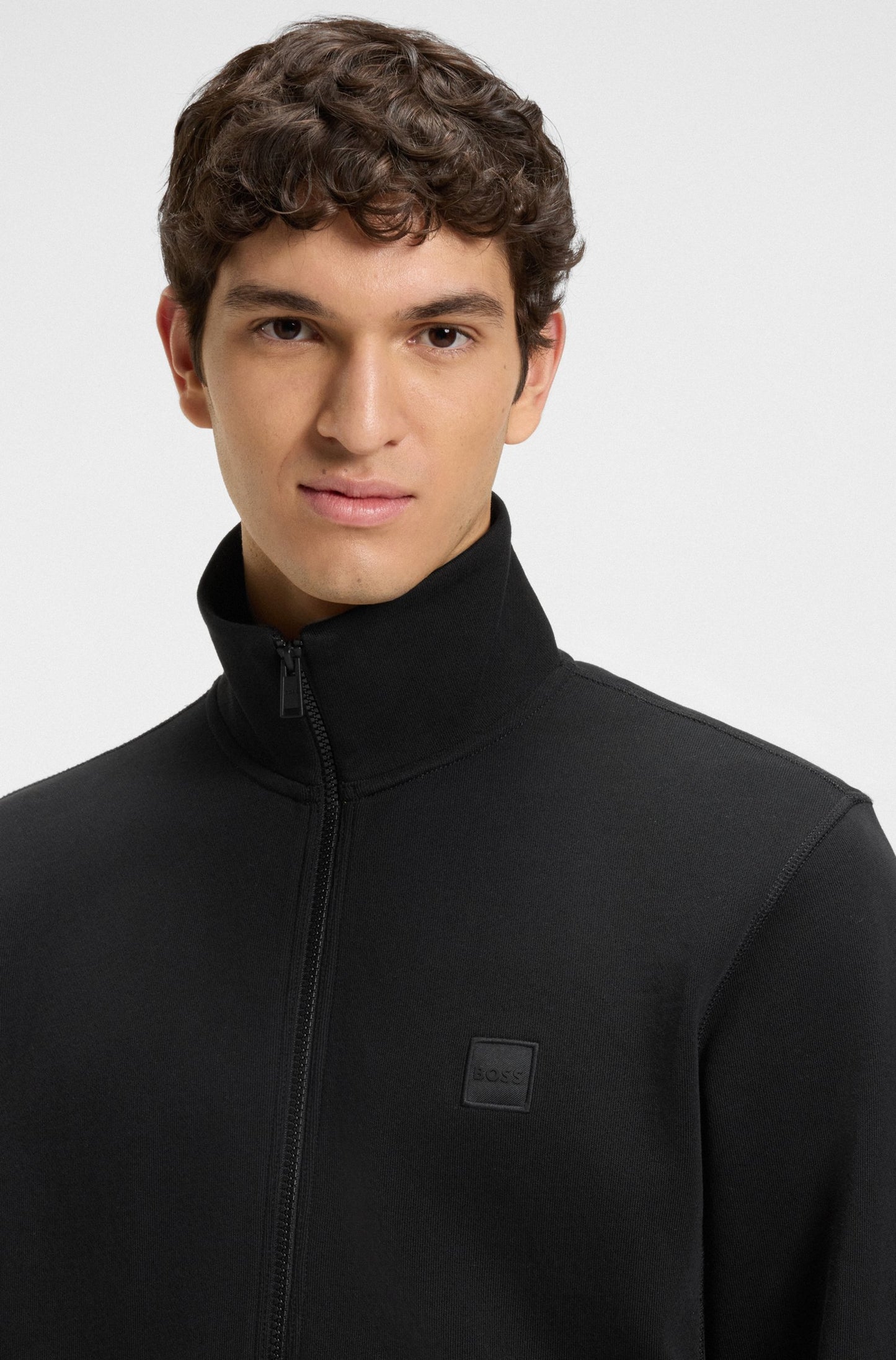 tröja boss zestart sweater tröjor hugo boss zip dragkedja black svart