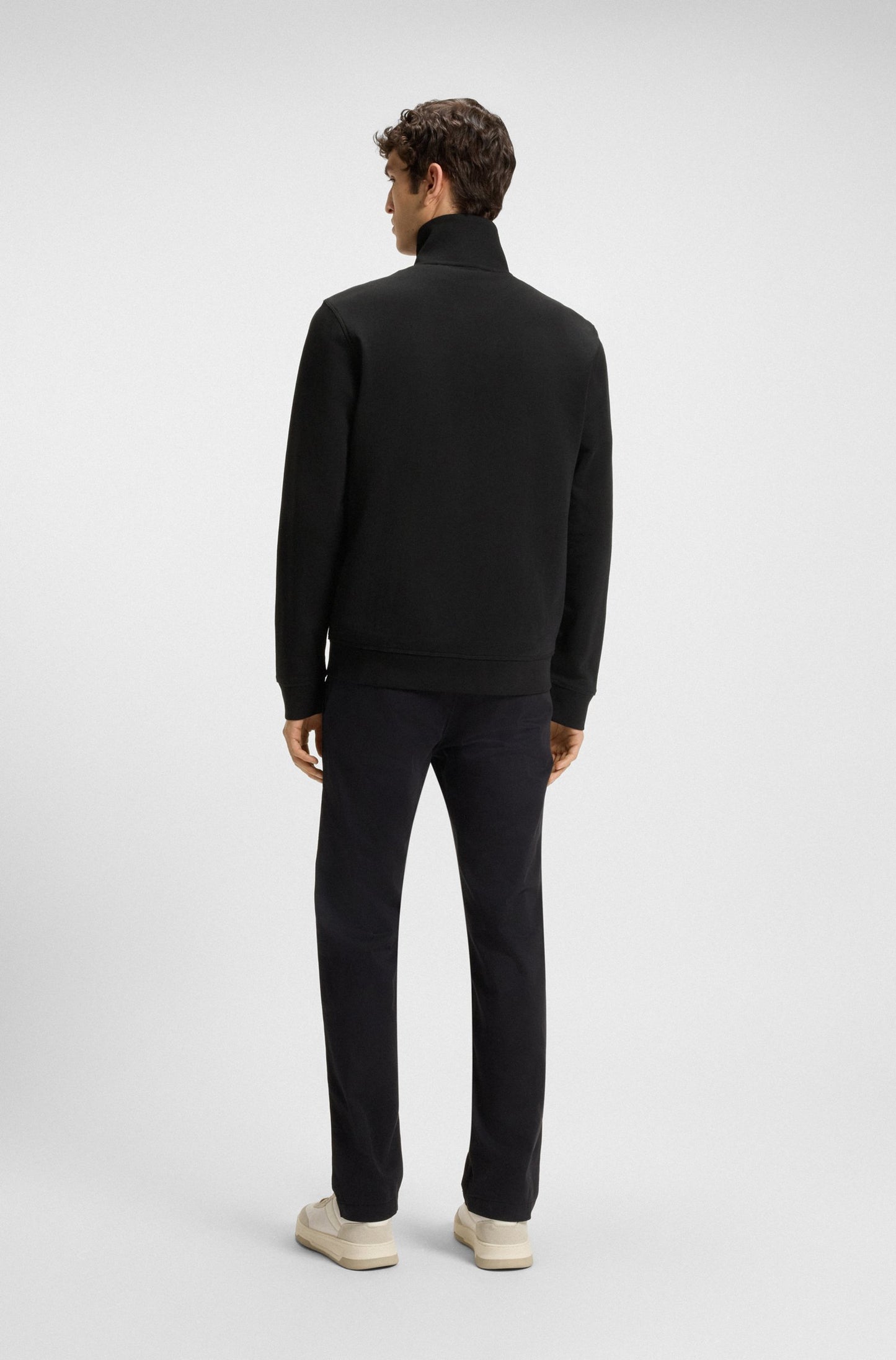 tröja boss zestart sweater tröjor hugo boss zip dragkedja black svart