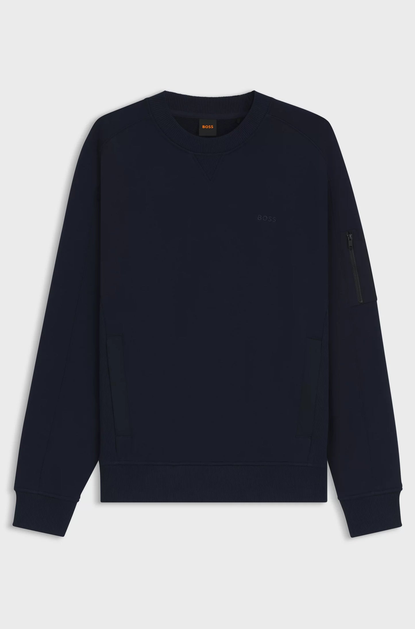 tröja boss sweater boss orange we mixed logo zip dark blue navy blå