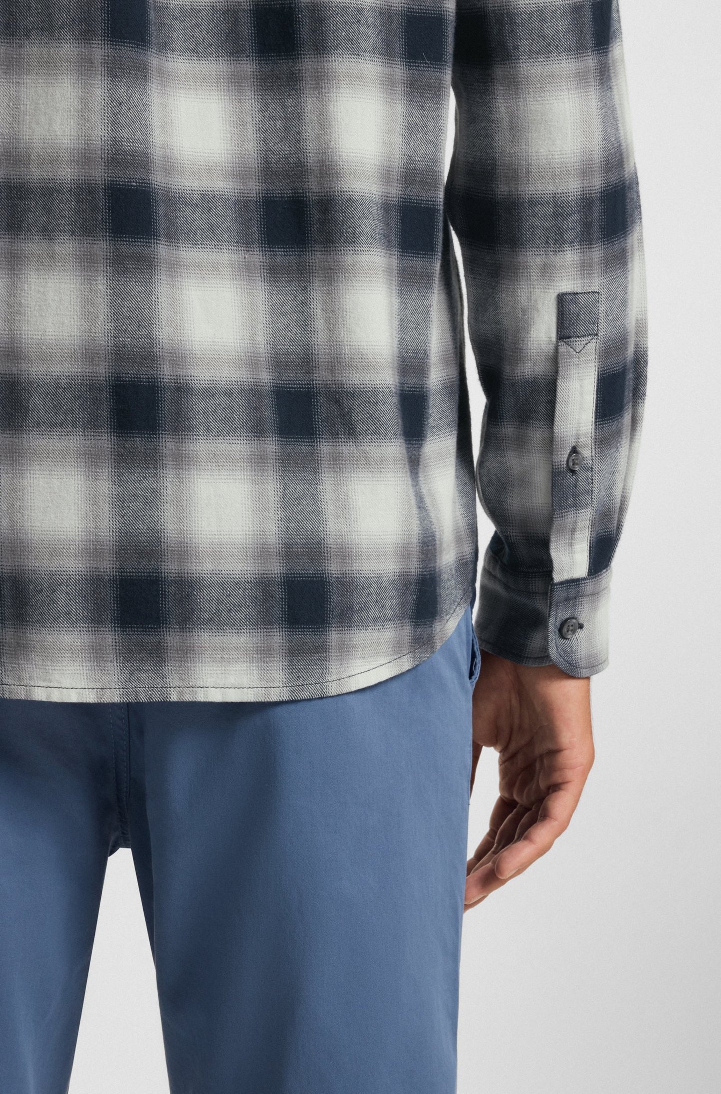 skjorta boss shirt rickert hugo boss rutig boss orange bröstficka randig open grey grå blå blue