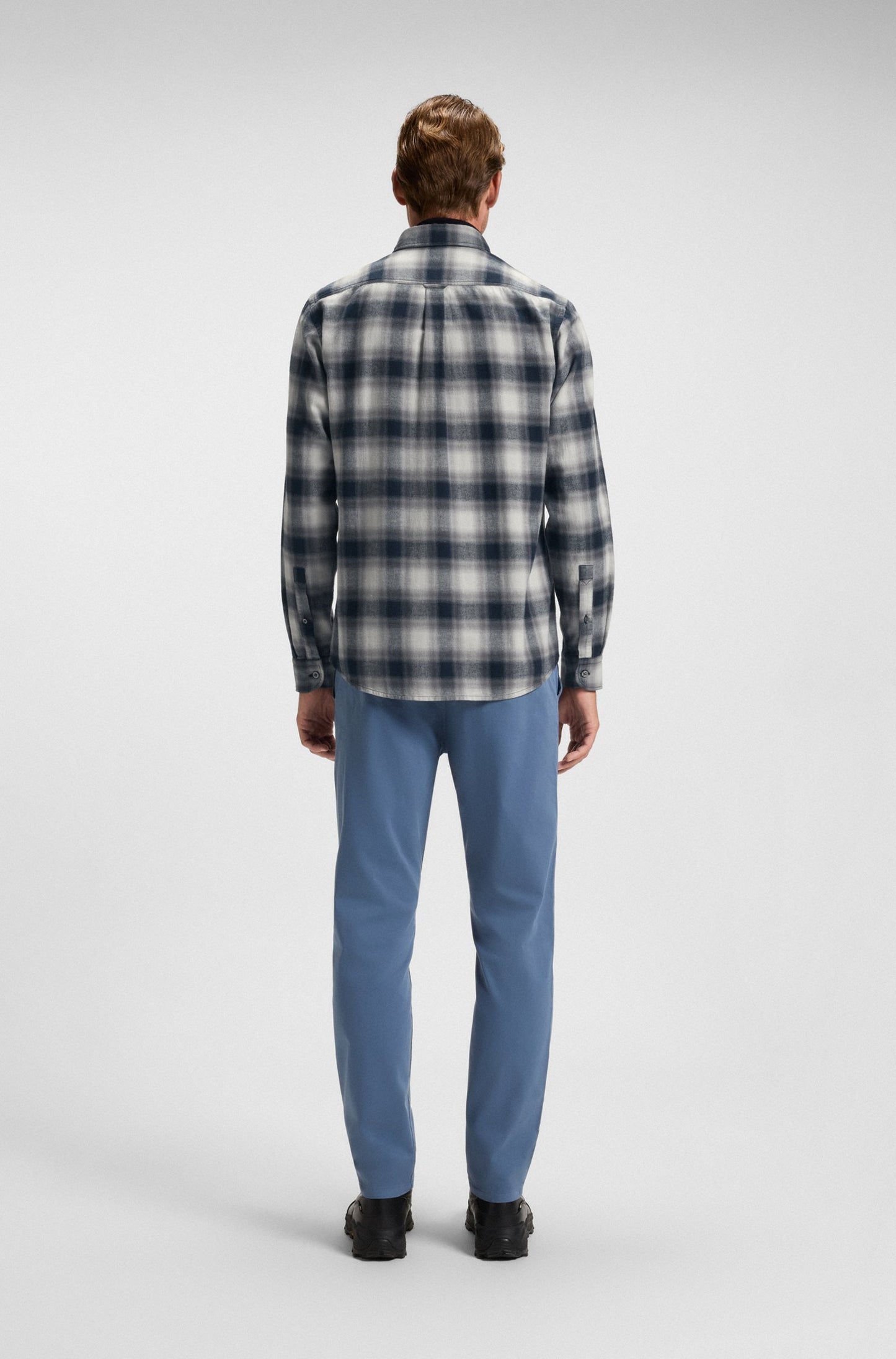skjorta boss shirt rickert hugo boss rutig boss orange bröstficka randig open grey grå blå blue